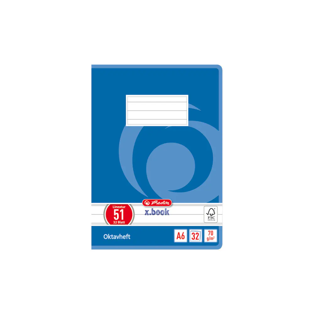 herlitz Schulheft Oktavheft A6 liniert 32 Blatt holzfreies Papier 70 g/m²