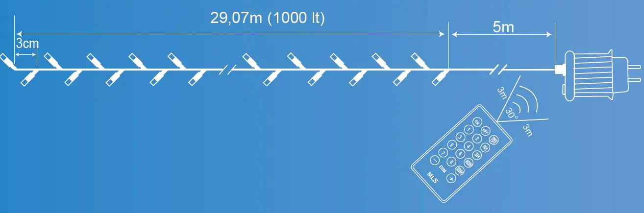 TrendLine LED-Lichterkette Premium Plus Außen 29 m warmweiß mit Fernbedienung, Timer, Dimmer