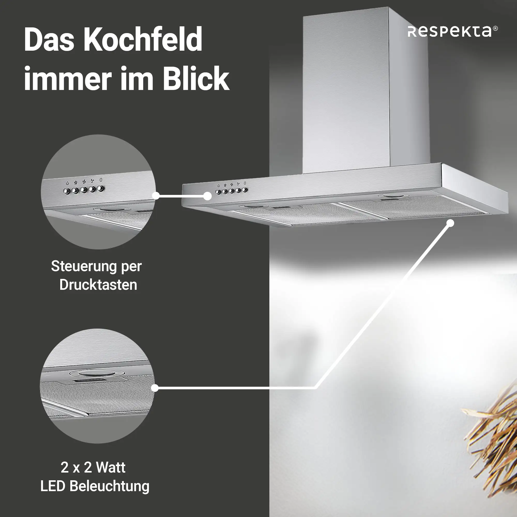 respekta Dunstabzugshaube Edelstahl 60 cm Typ / Modell: CH 22098 IXB 60 cm