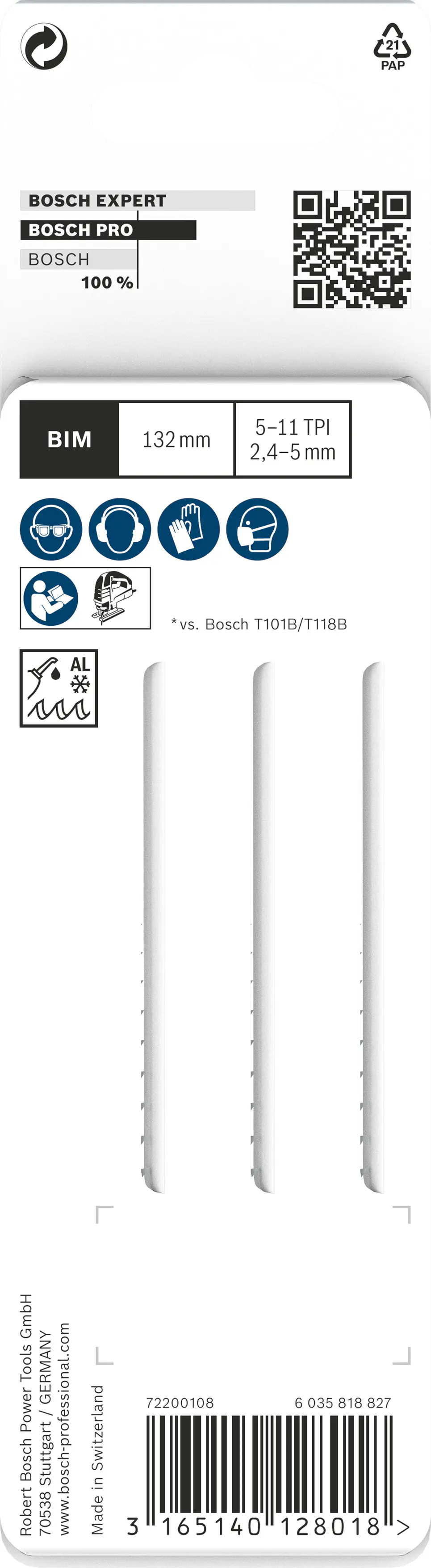 Bosch PRO Stichsägeblatt Multi Material T345XF 132 mm 3 Stück