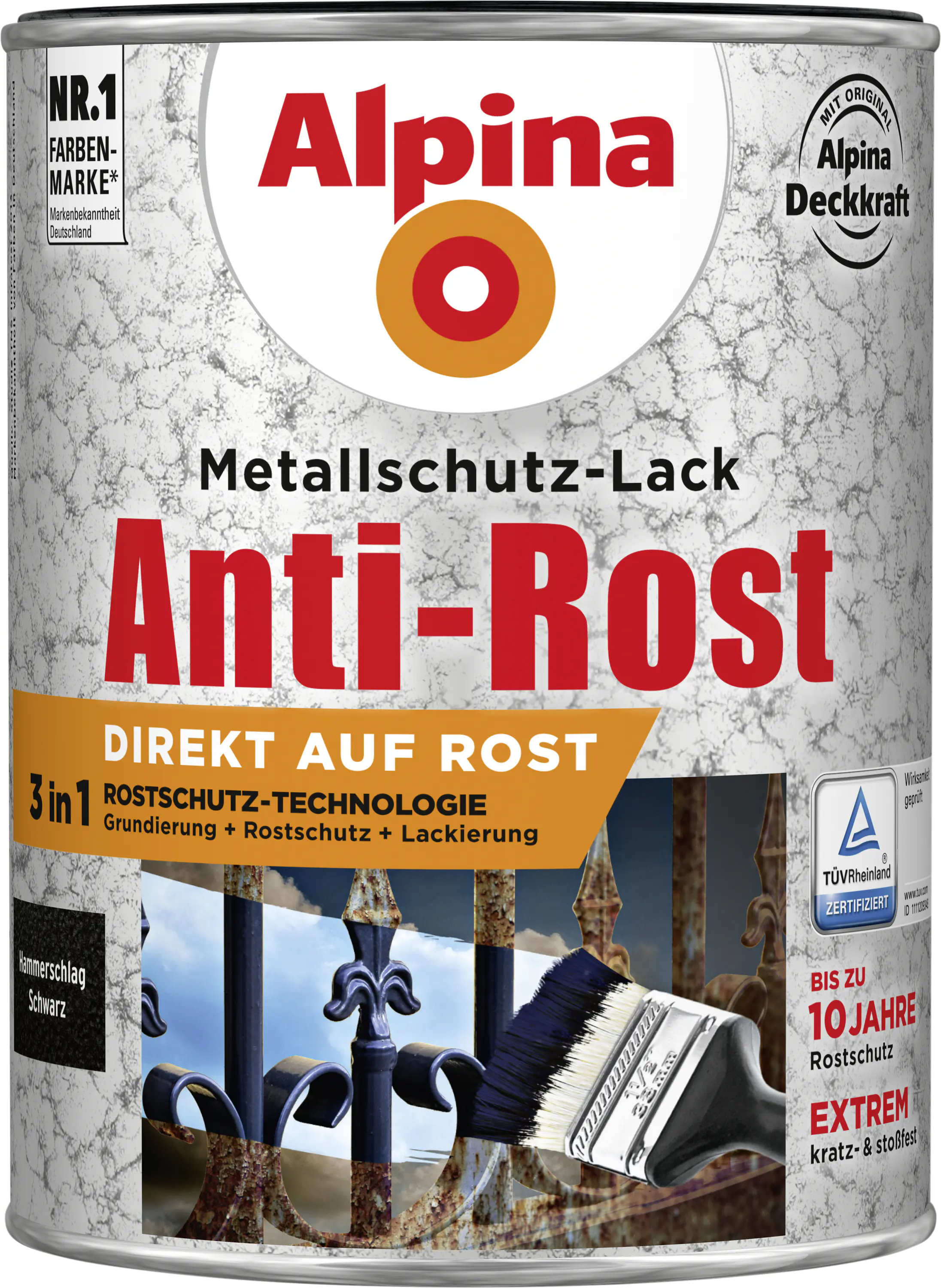 Alpina Metallschutz-Lack Hammerschlag 2,5 L schwarz