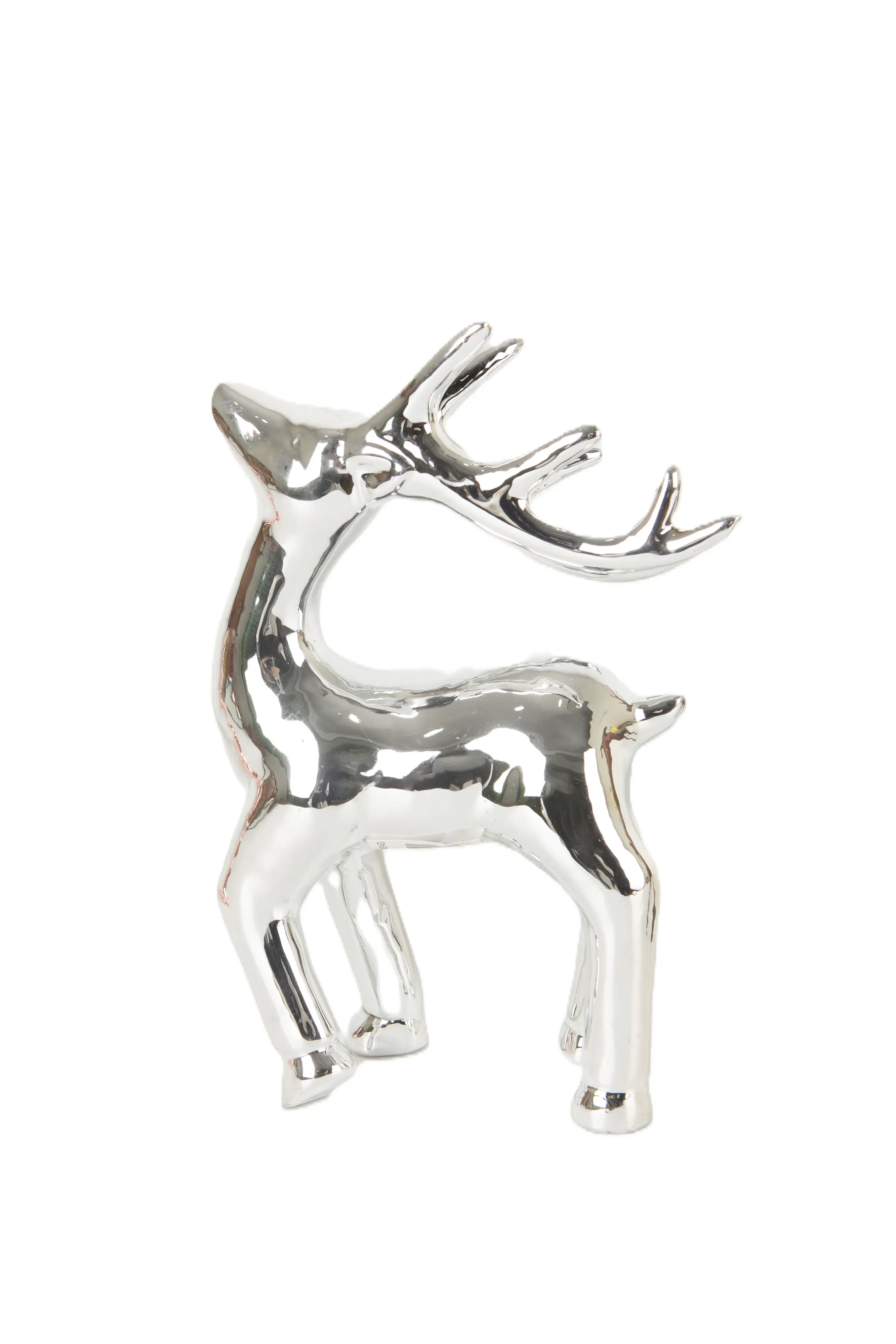 TrendLine Deko Rentier Keramik 14 x 6,3 x 21 cm silber