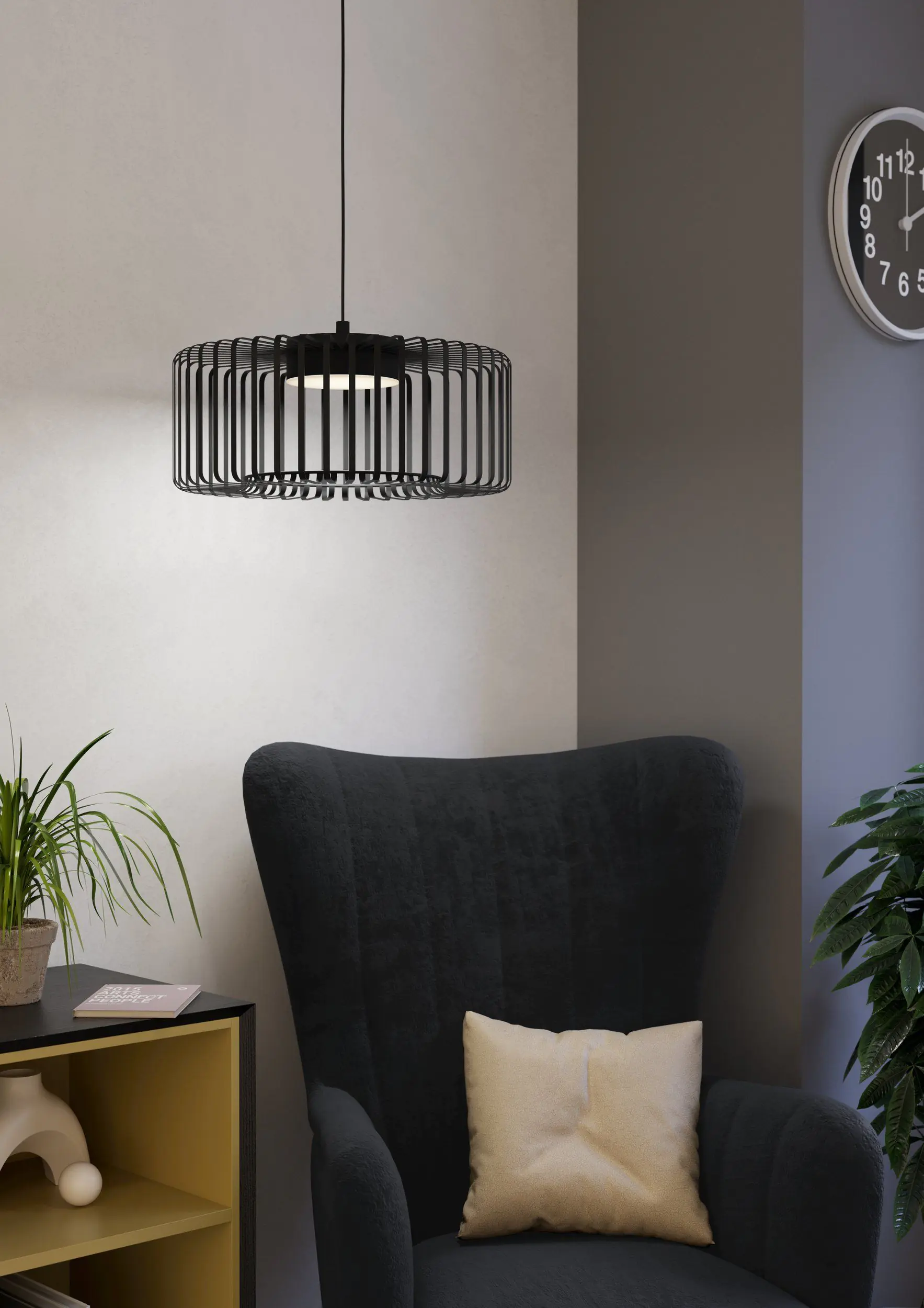Eglo Connect LED Pendelleuchte Ginestrone-Z schwarz 45 x 110 cm