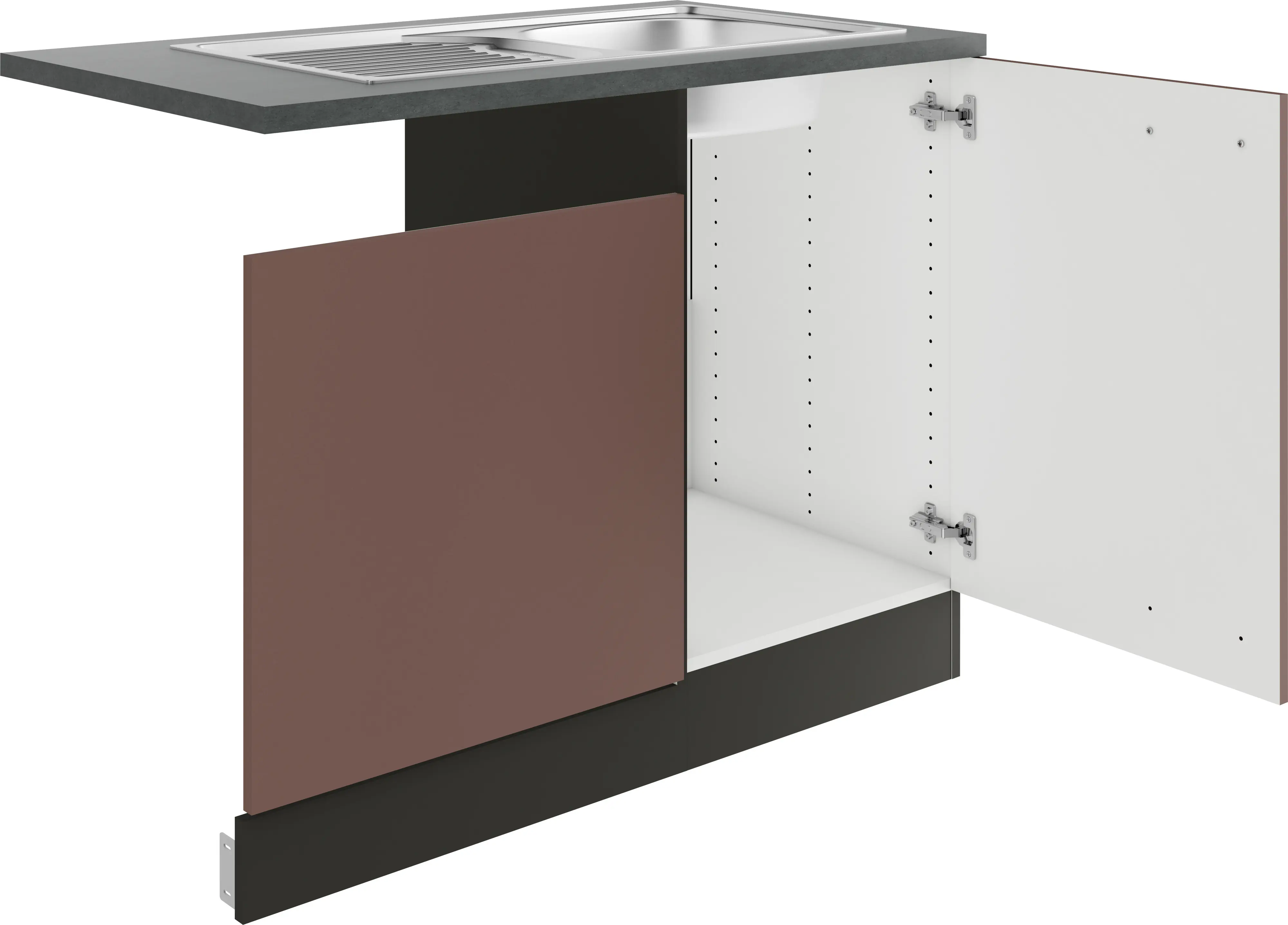 Optifit Spüle mit Unterschrank-Set Nizza 407 rostrot/anthrazit 110 cm