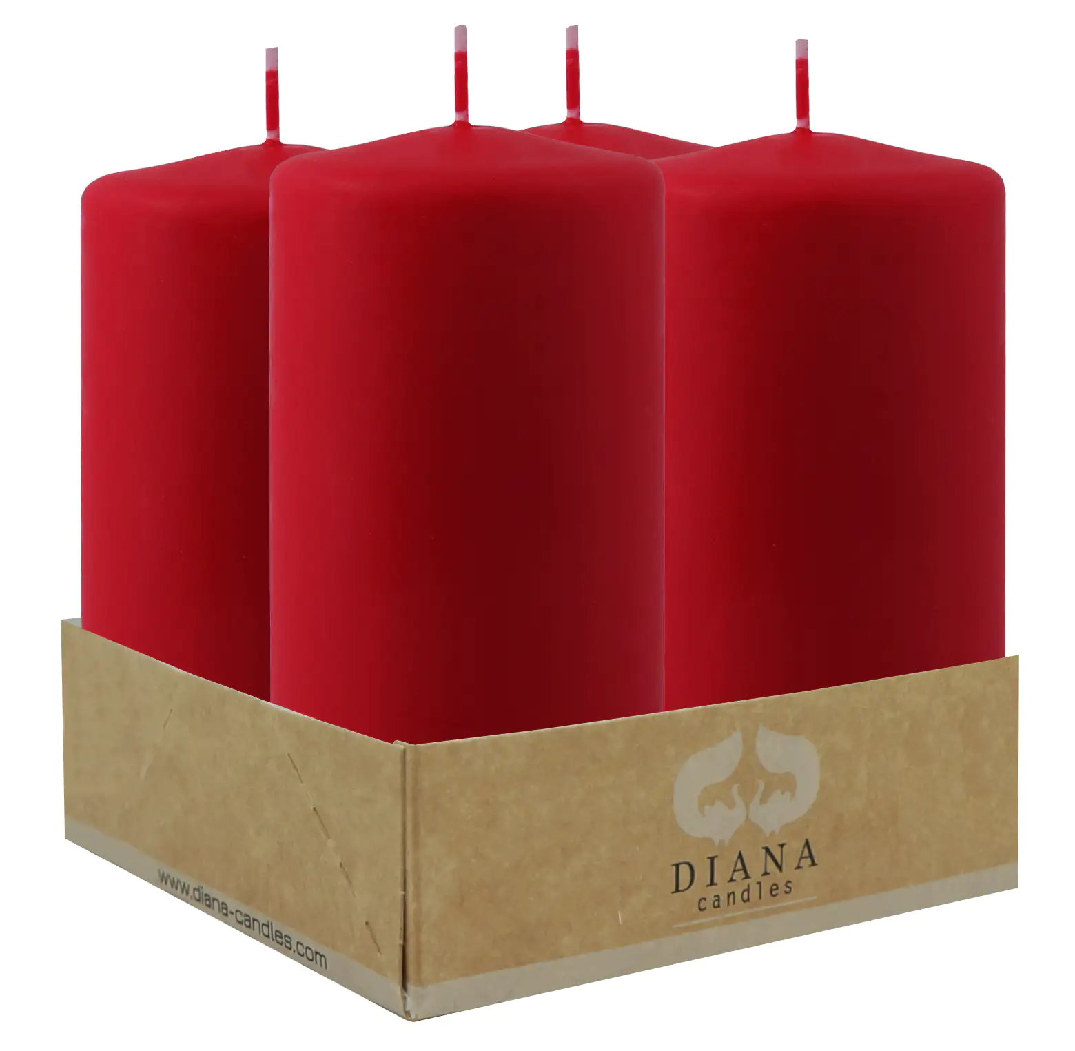 Diana Candles Stumpenkerzen Ø 6 X 11 cm rubinrot 4er Pack