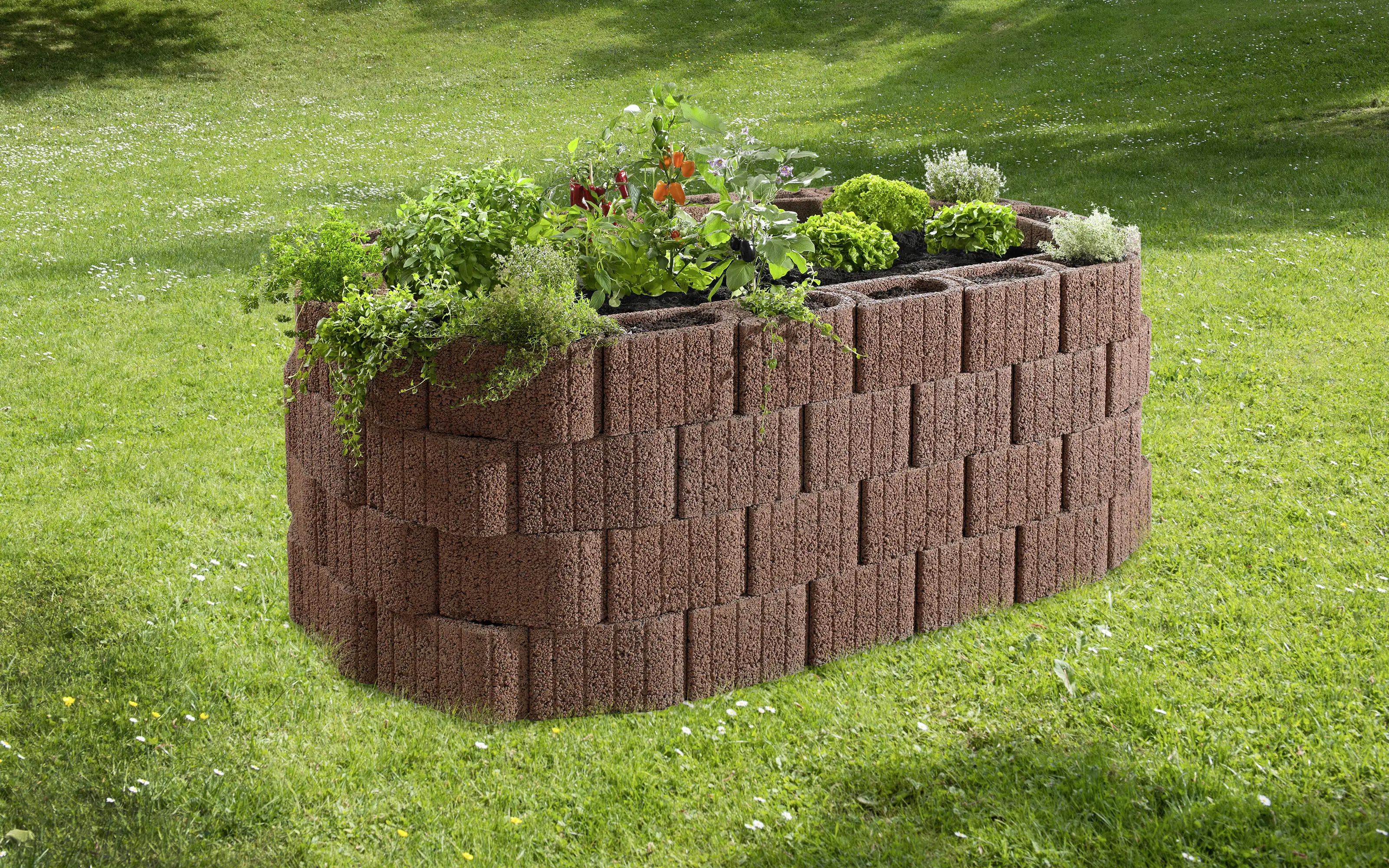 Kann Hochbeet-Set Pflanzstein Mini Plus 230 x 140 x 80 cm braun