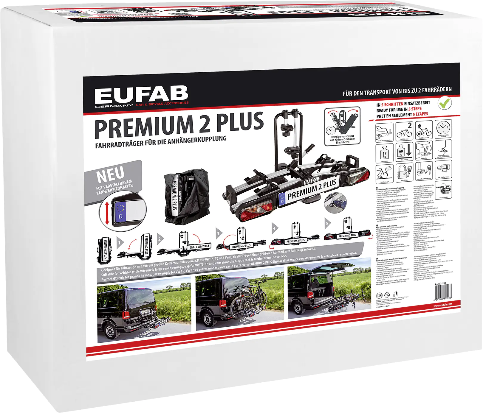 EUFAB Fahrradheckträger Premium 2 Plus für 2 Fahrräder abklappbar