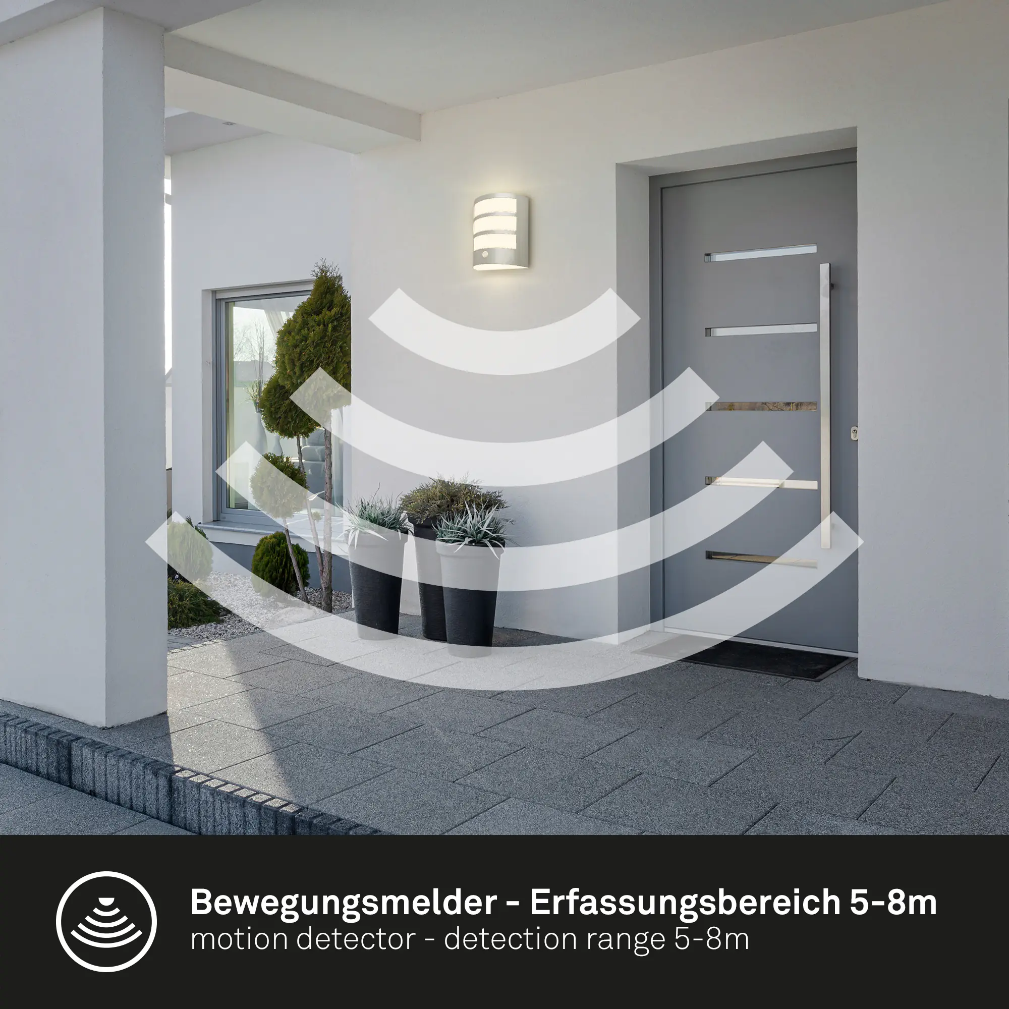 Briloner LED Außenwandleuchte Akku 5,8W chrom Sensor warmweiß