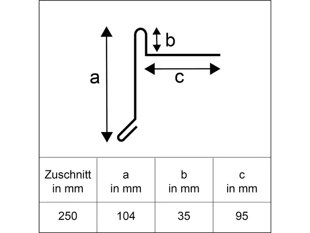 Sarei Ortblech ohne Wasserfalz 2000 x 250 mm natur