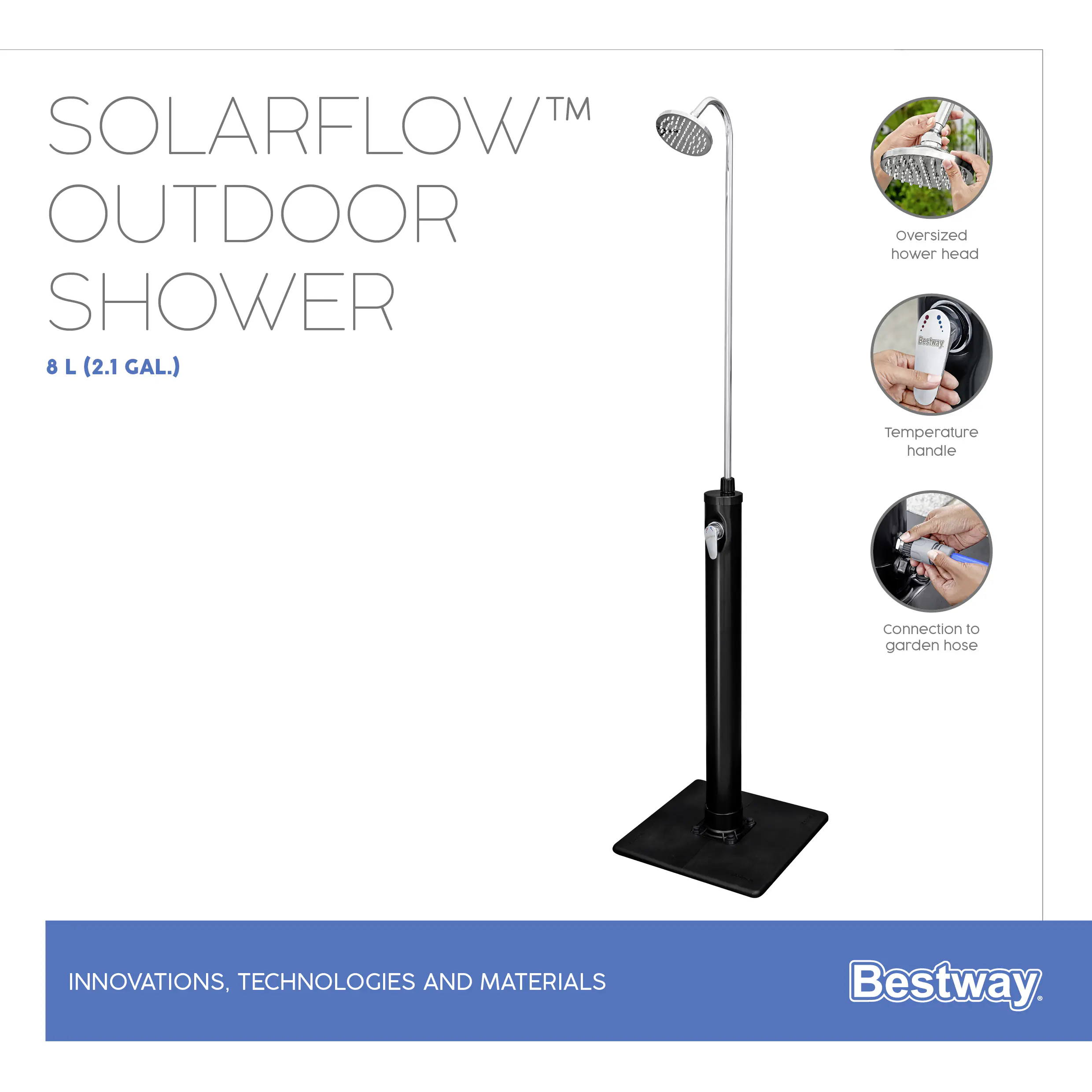 Bestway Gartendusche Solarflow 8 Liter 50 x 50 x 218 cm