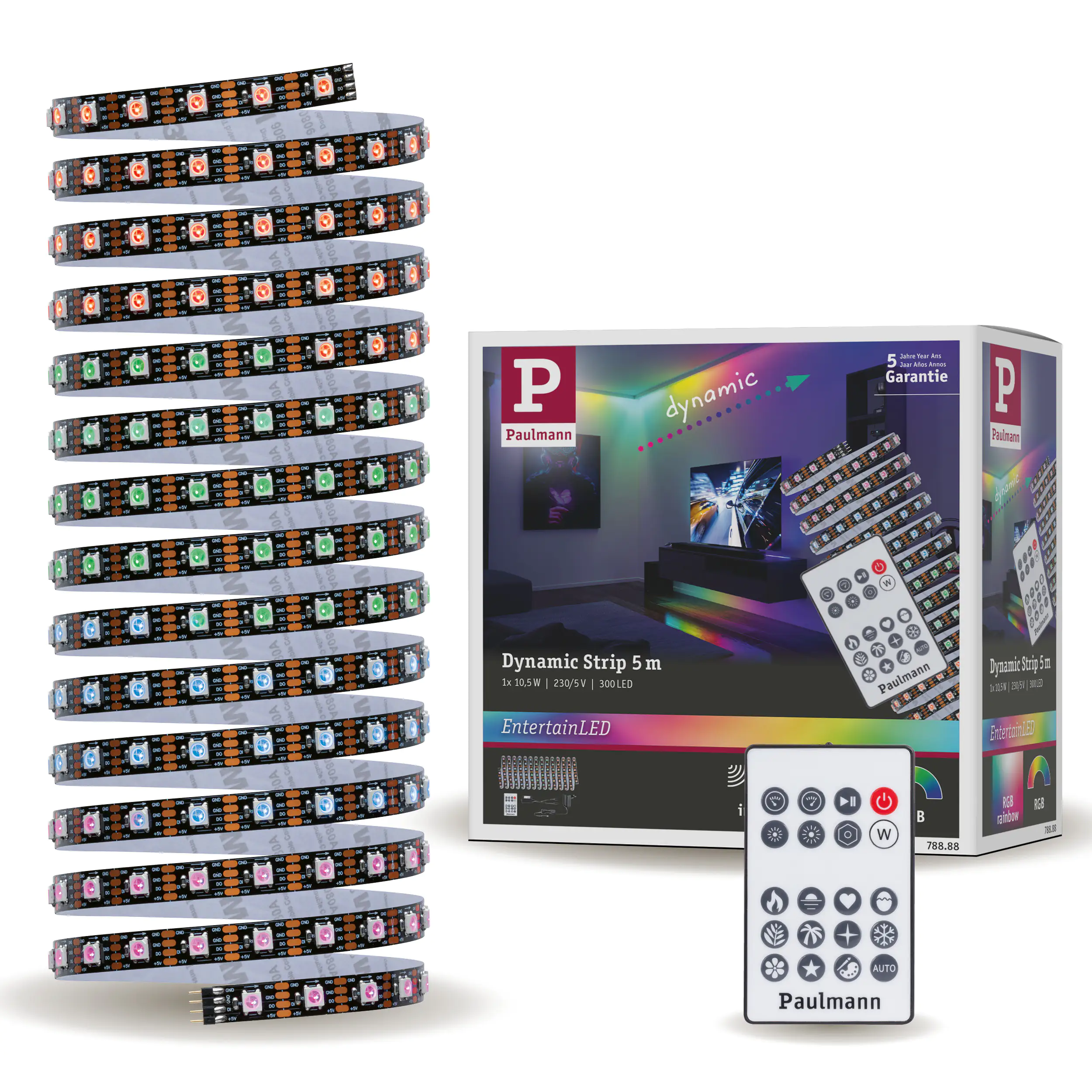 Paulmann Entertain LED Stripe Dynamic Rainbow Komplettset 5m RGB kürzbar