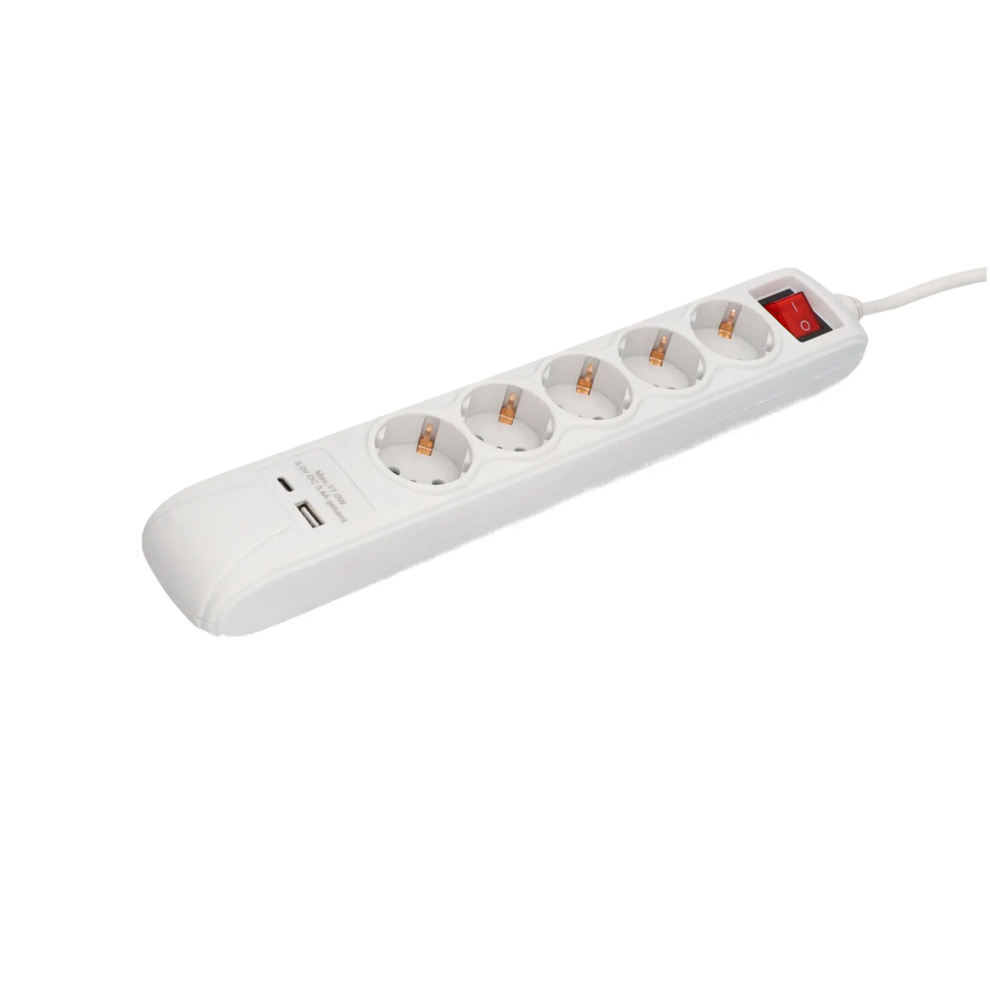 Unitec Tischsteckdose 5-fach mit Schalter inkl. 2x USB 1,4 m 