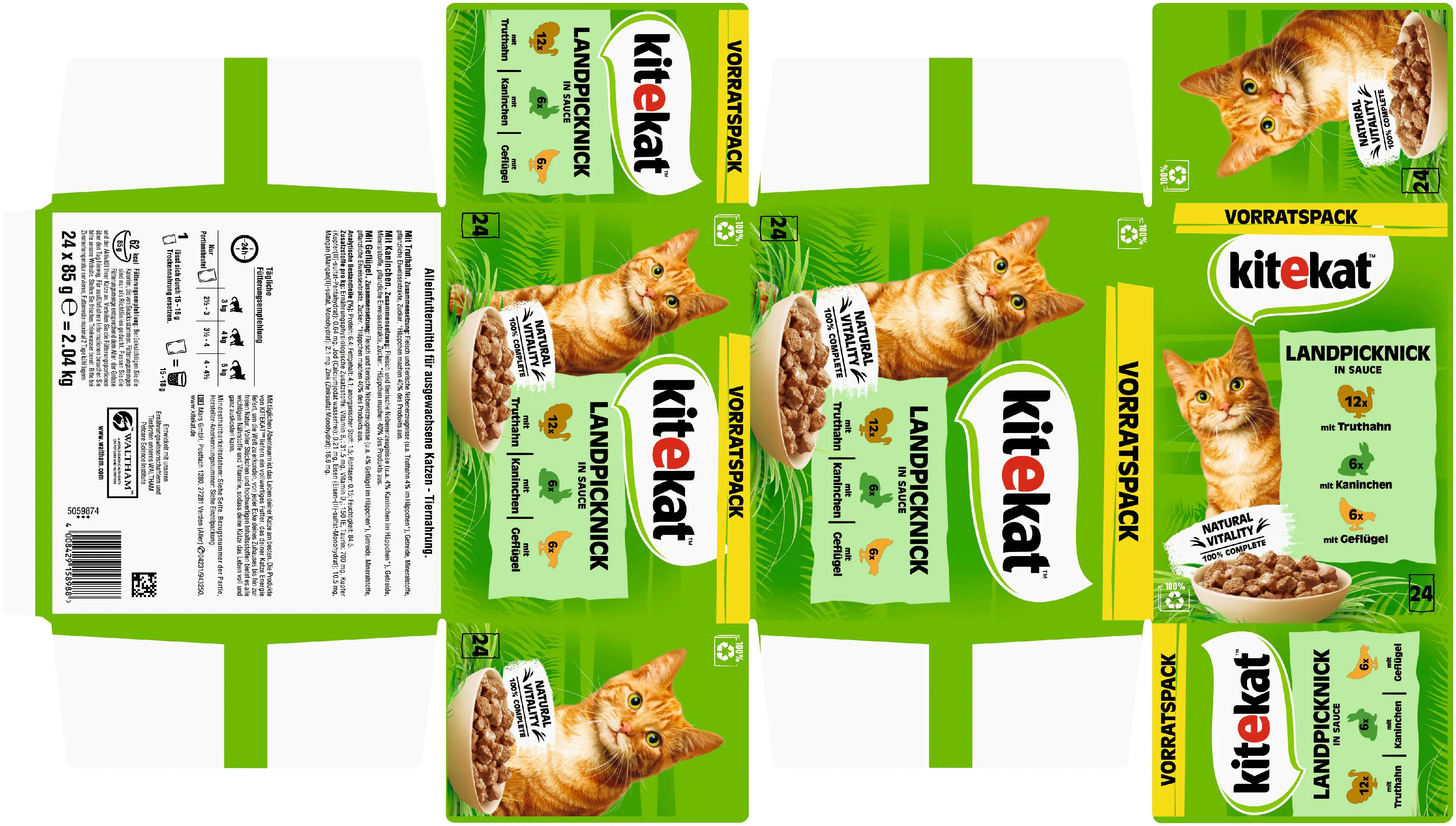 Kitekat Landpicknick in Sauce Multipack Vorratspack 24x85 g