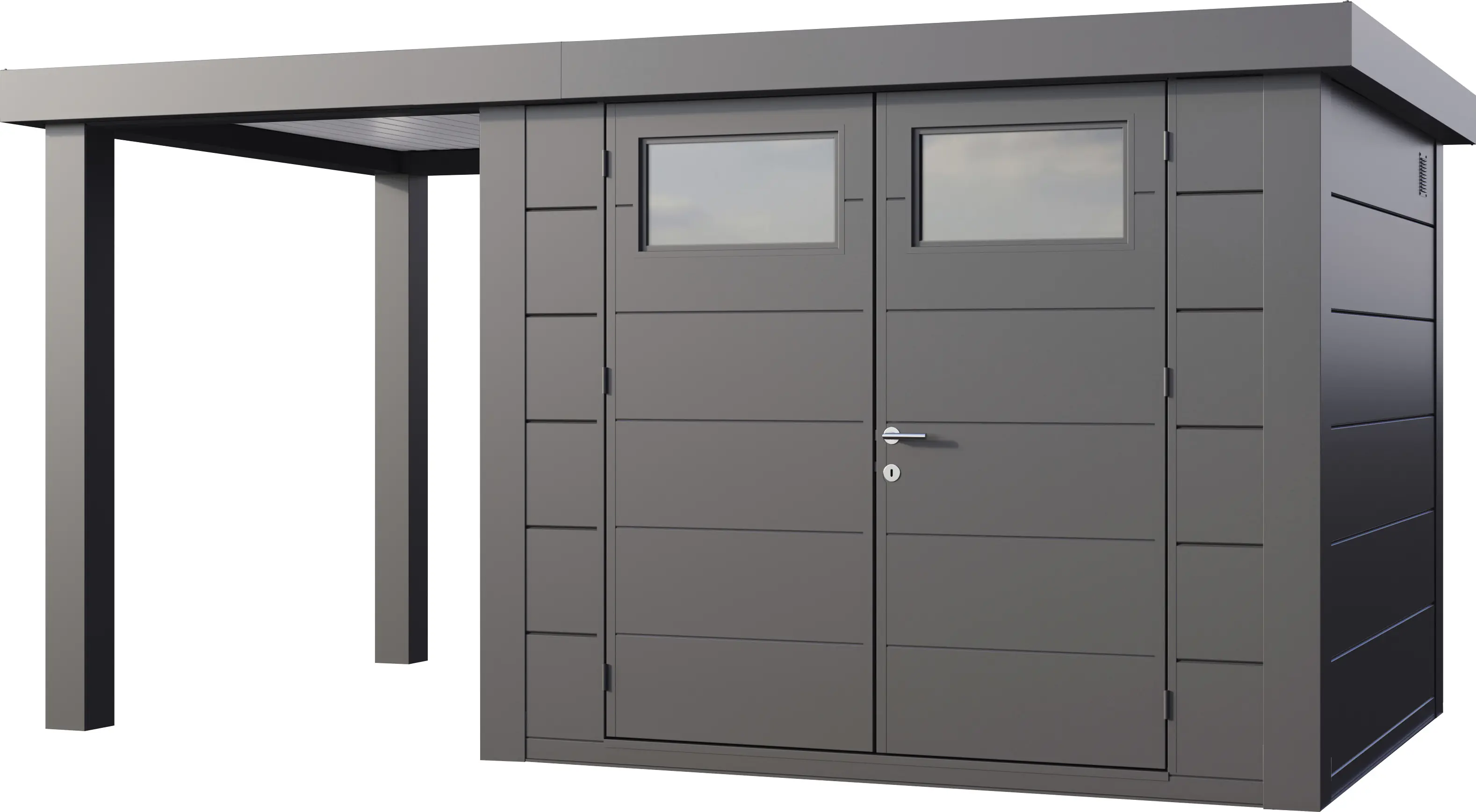 Telluria Gerätehaus Classico Open Lounge S 2724 links granitgrau 436 x 238 cm
