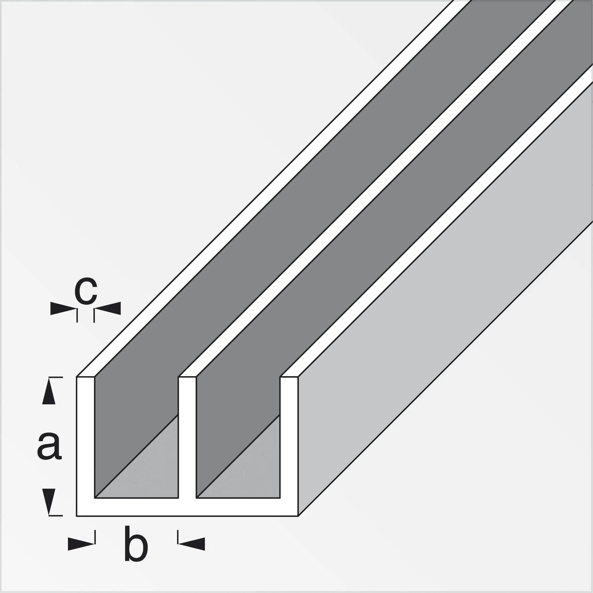 alfer Führungsschienen-Profil, oben 1 m, 10 x 6 x 1.3 mm Alu silber