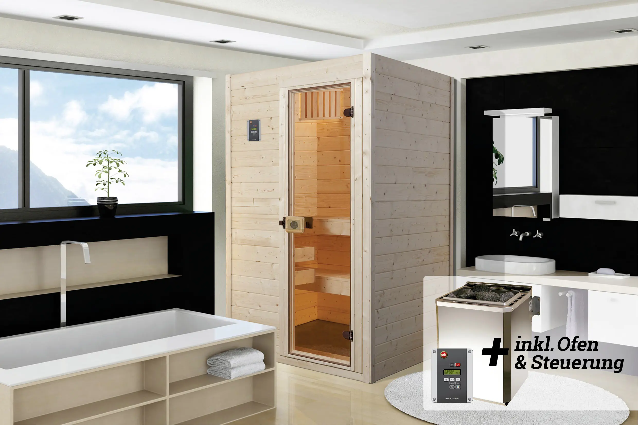 Weka Massivholz-Sauna Valida Gr. 1 Sparset 4,5 kW BioS