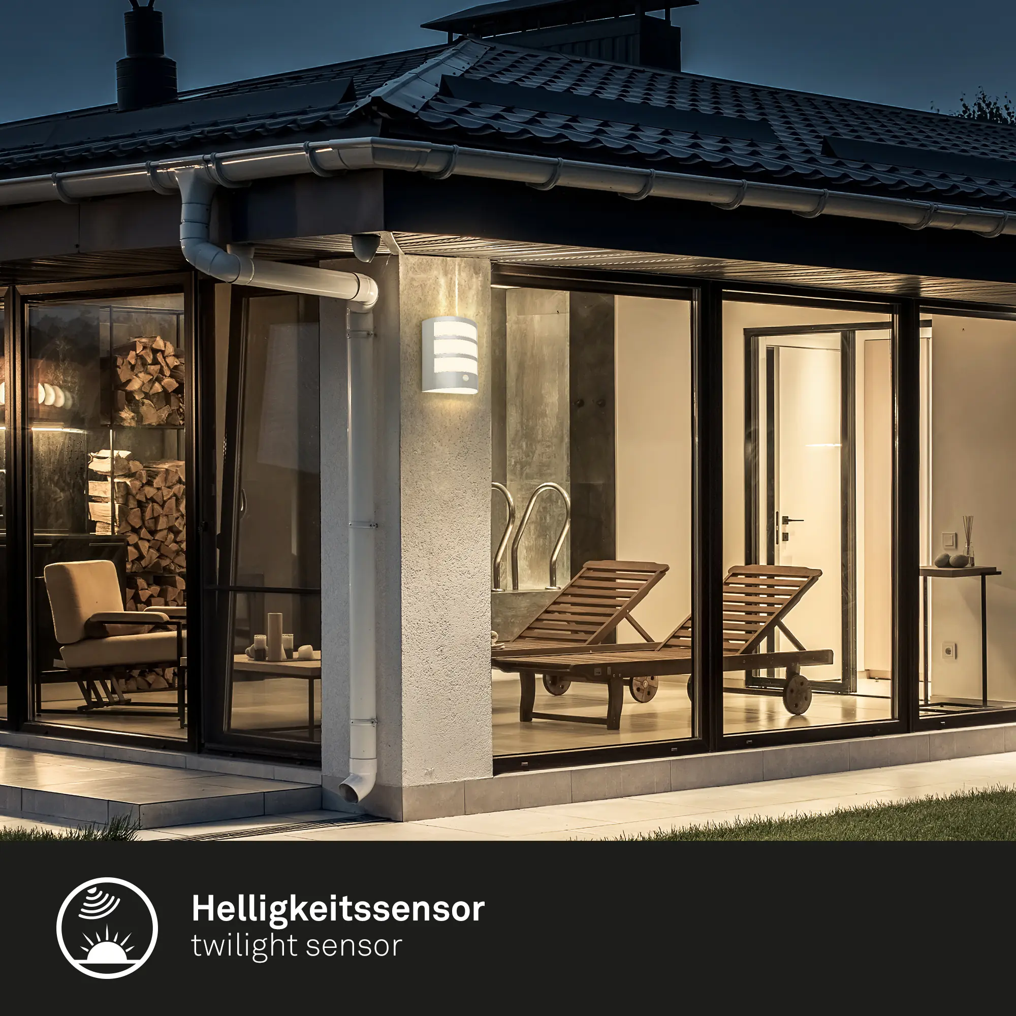 Briloner LED Außenwandleuchte Akku 5,8W chrom Sensor warmweiß