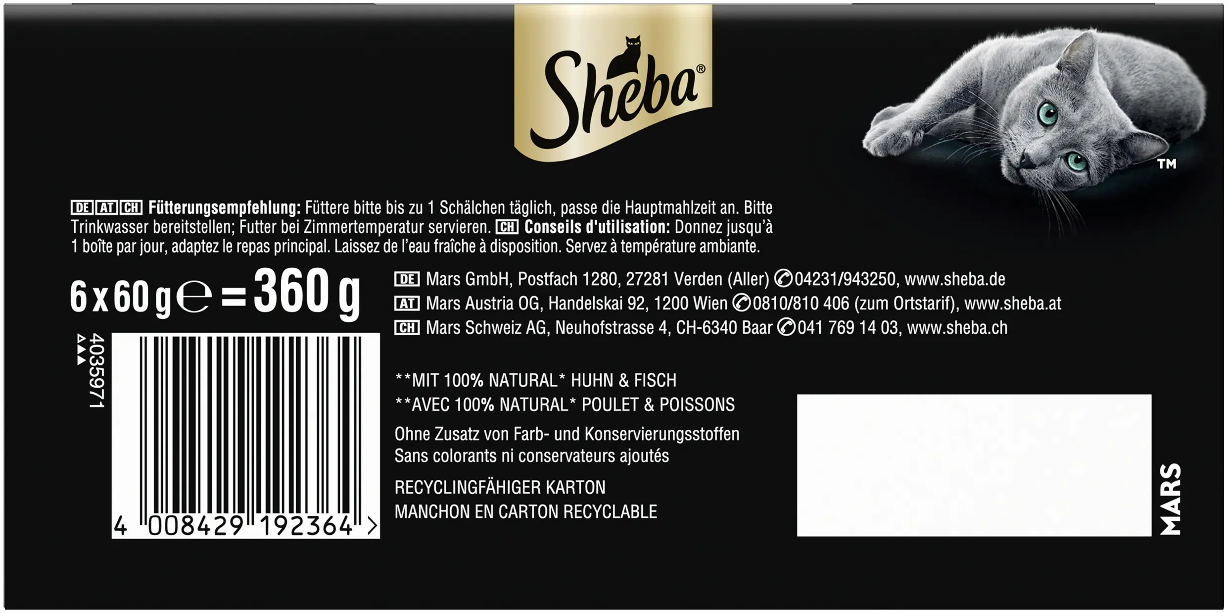 Sheba Katzennassfutter Filets MP Adult 6 x 60 g verschiedene Sorten