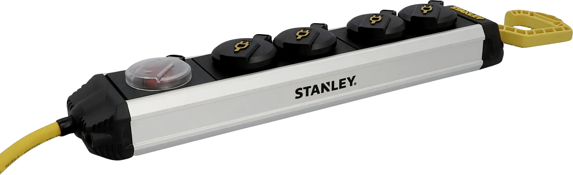 Stanley Steckdosenleiste 4-fach 3m mit Schalter und Haken, schwarz