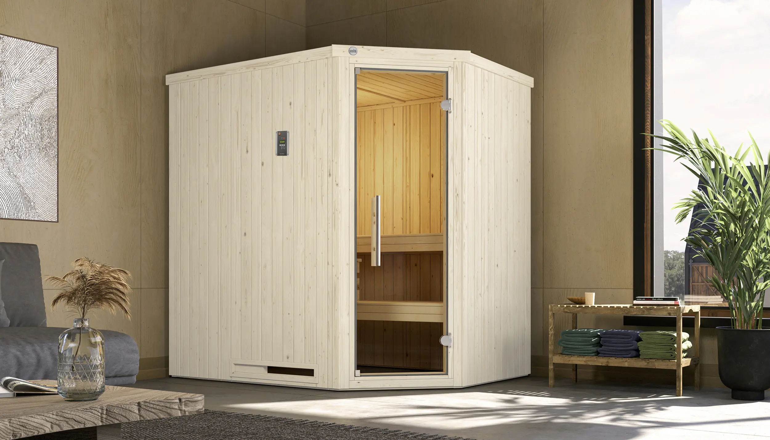 Weka Sauna Varberg 1 mit Glastür 2,73 m² + 7,5 kW Ofen