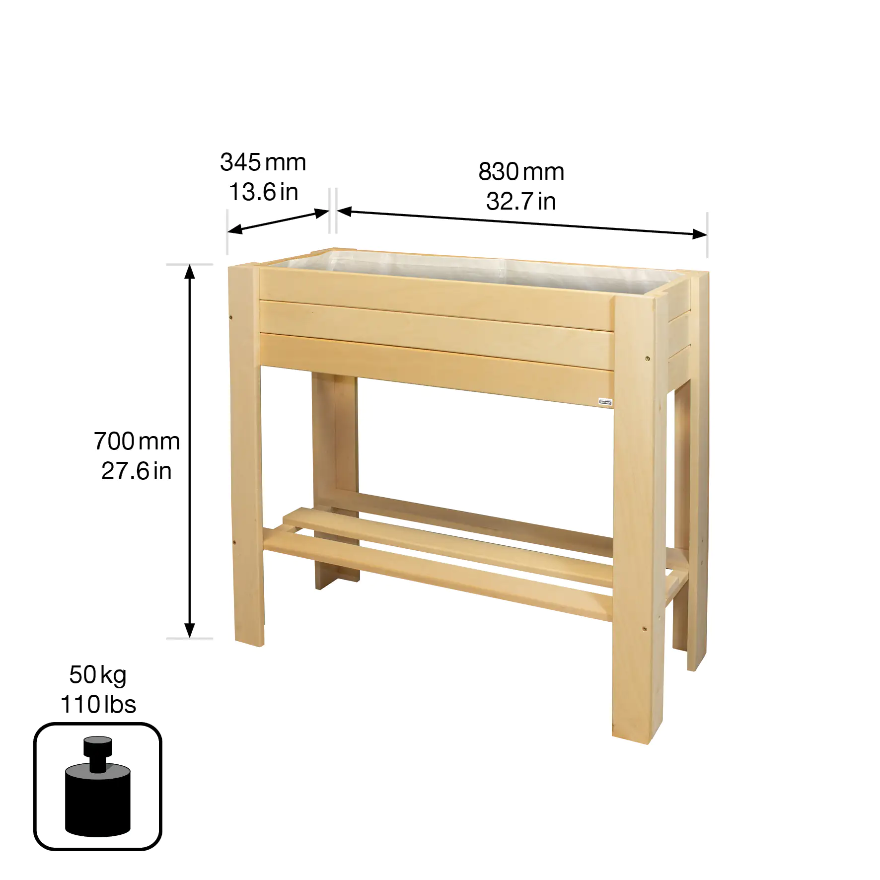 Wagner System Hochbeet Green Box Light 83 x 34,5 x 70 cm natur