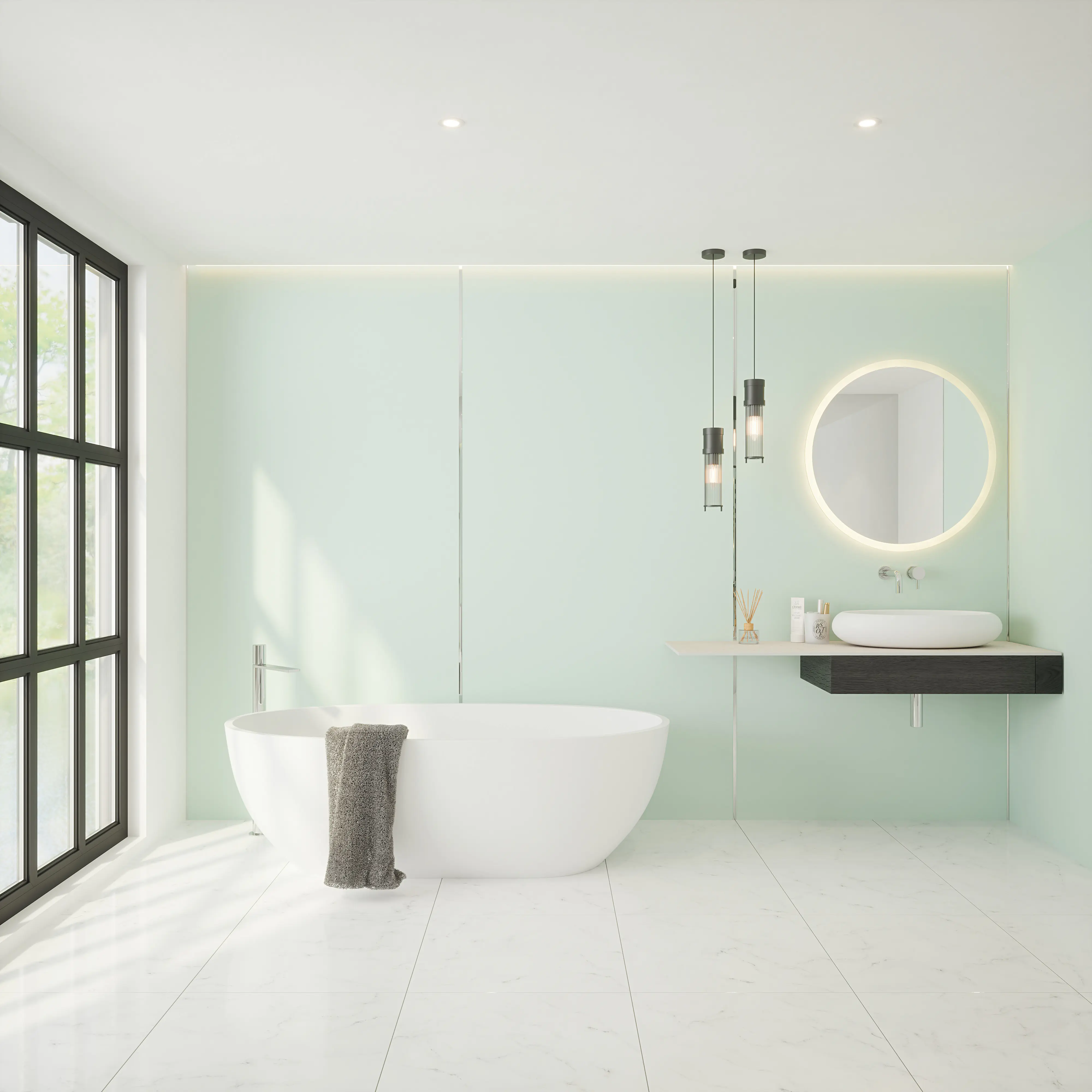 Wetwall Alloy Wandpaneel  Terra Grey/Seabreeze Green 90 x 244 cm