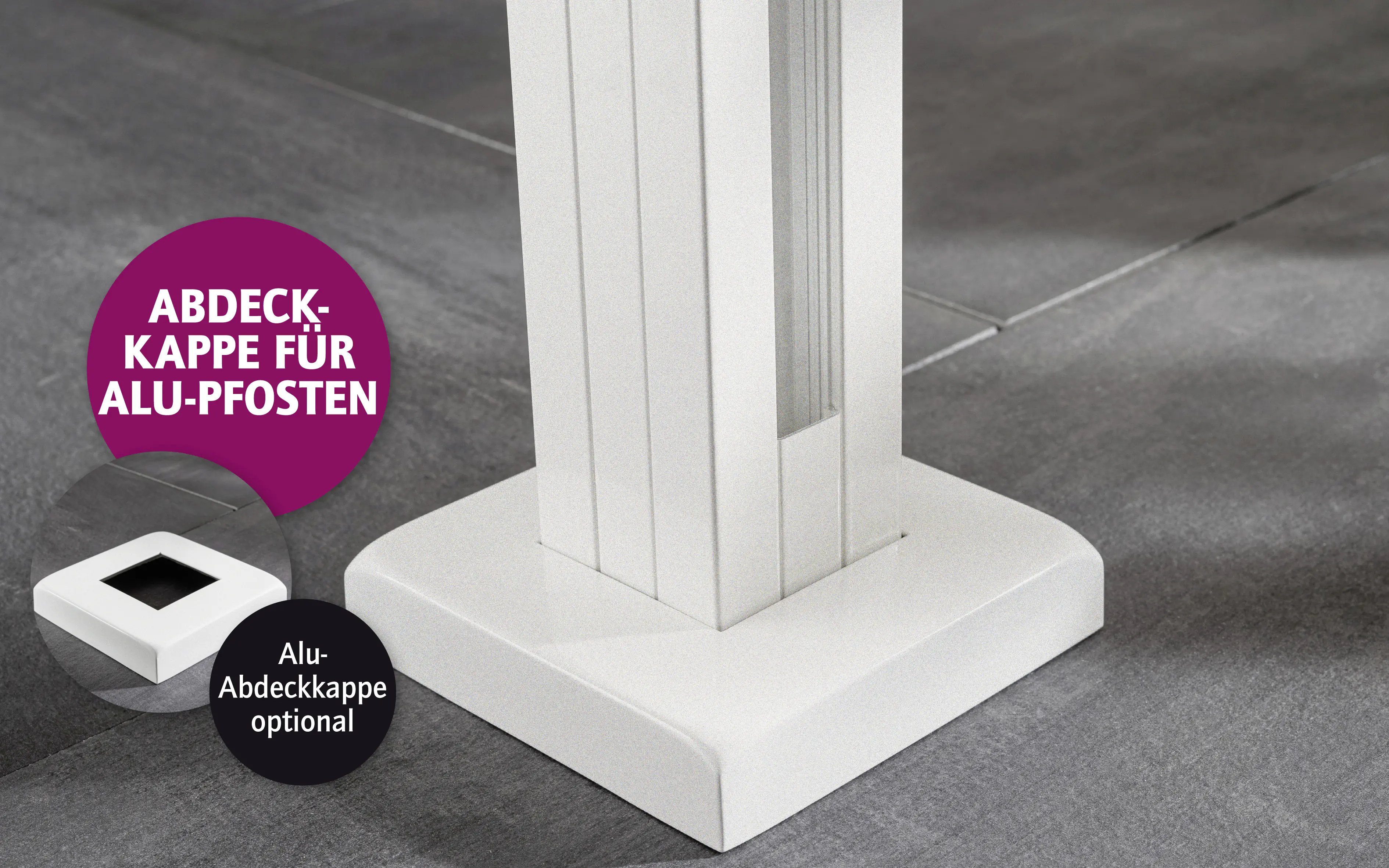 Ambiente Aluminium Abdeckkappe unten B x H: 14,5 cm x 14,5 cm, 28 mm stark