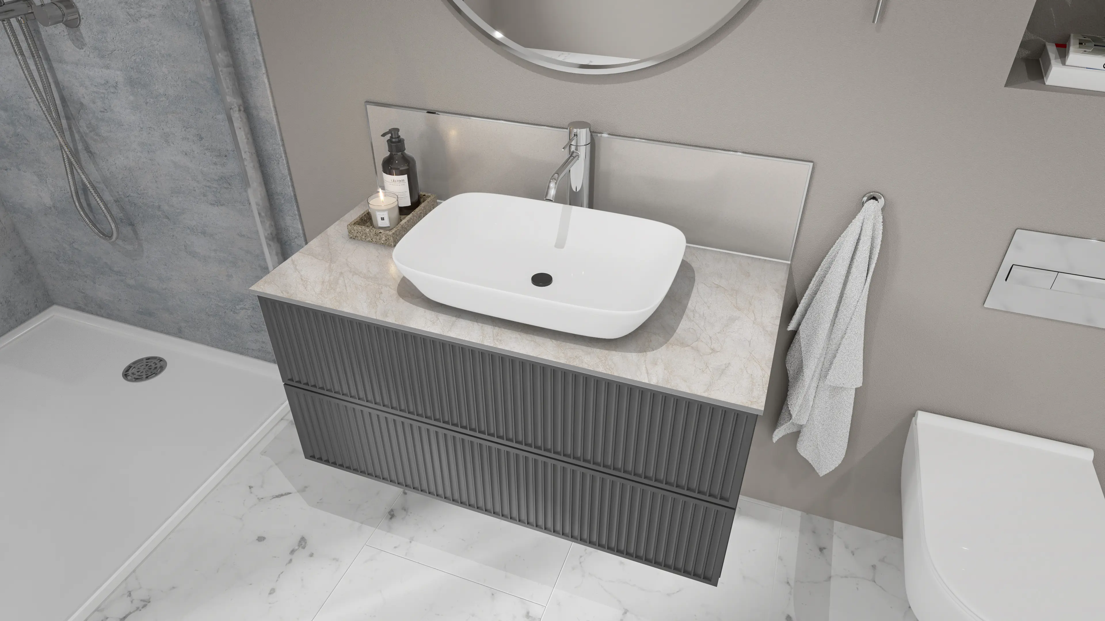 Wetwall Vanity Compact Waschtischplatte 150 x 60 cm Himalayan Marble 