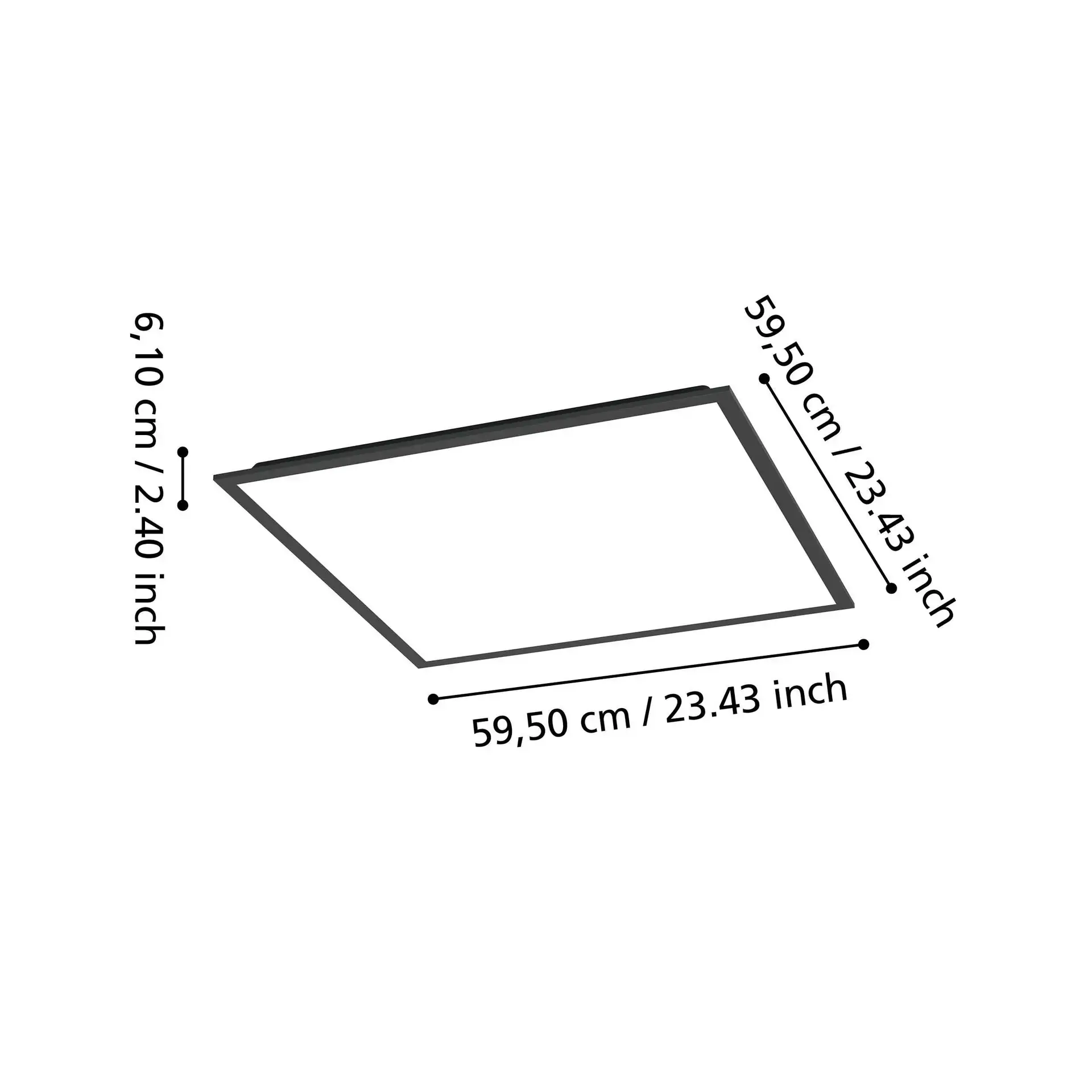 Eglo LED Deckenleuchte Moradillo schwarz 59,5 x 59,5 cm warmweiß-kaltweiß