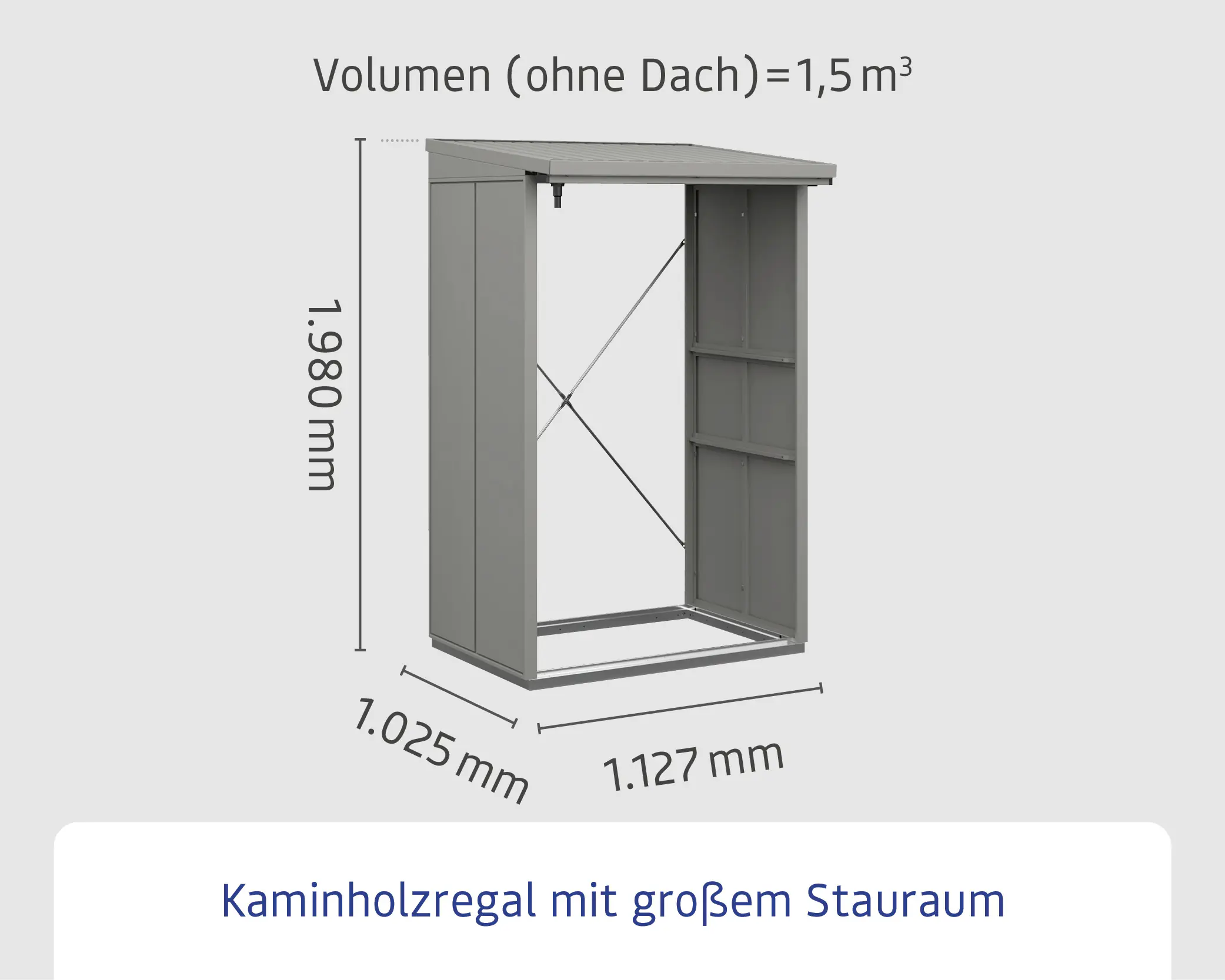 Ecostar Kaminholzregal Elegant-V Typ 1, graualuminium, mit Verstrebung