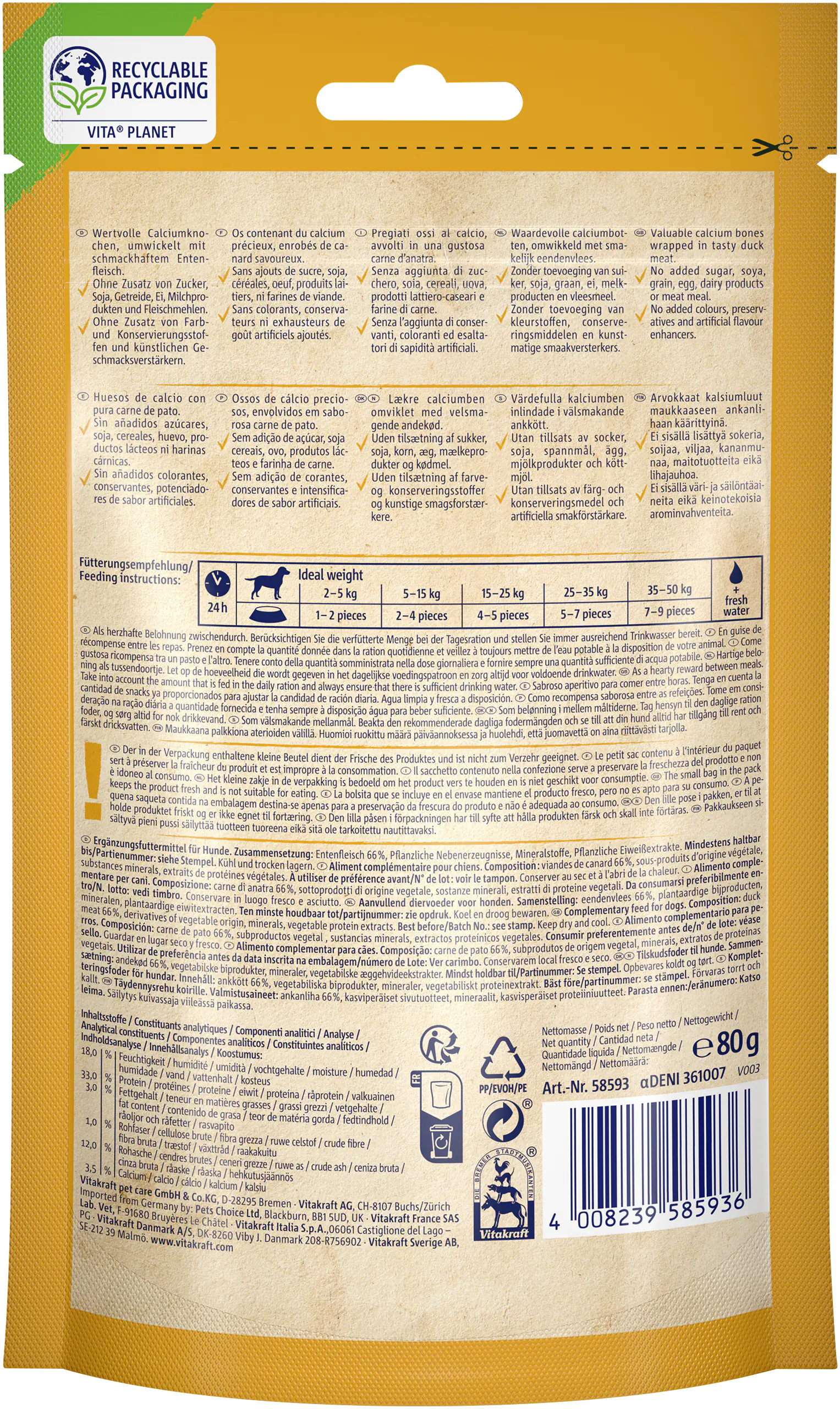 Vitakraft Duck Bonas Calciumknochen Ente 80 g