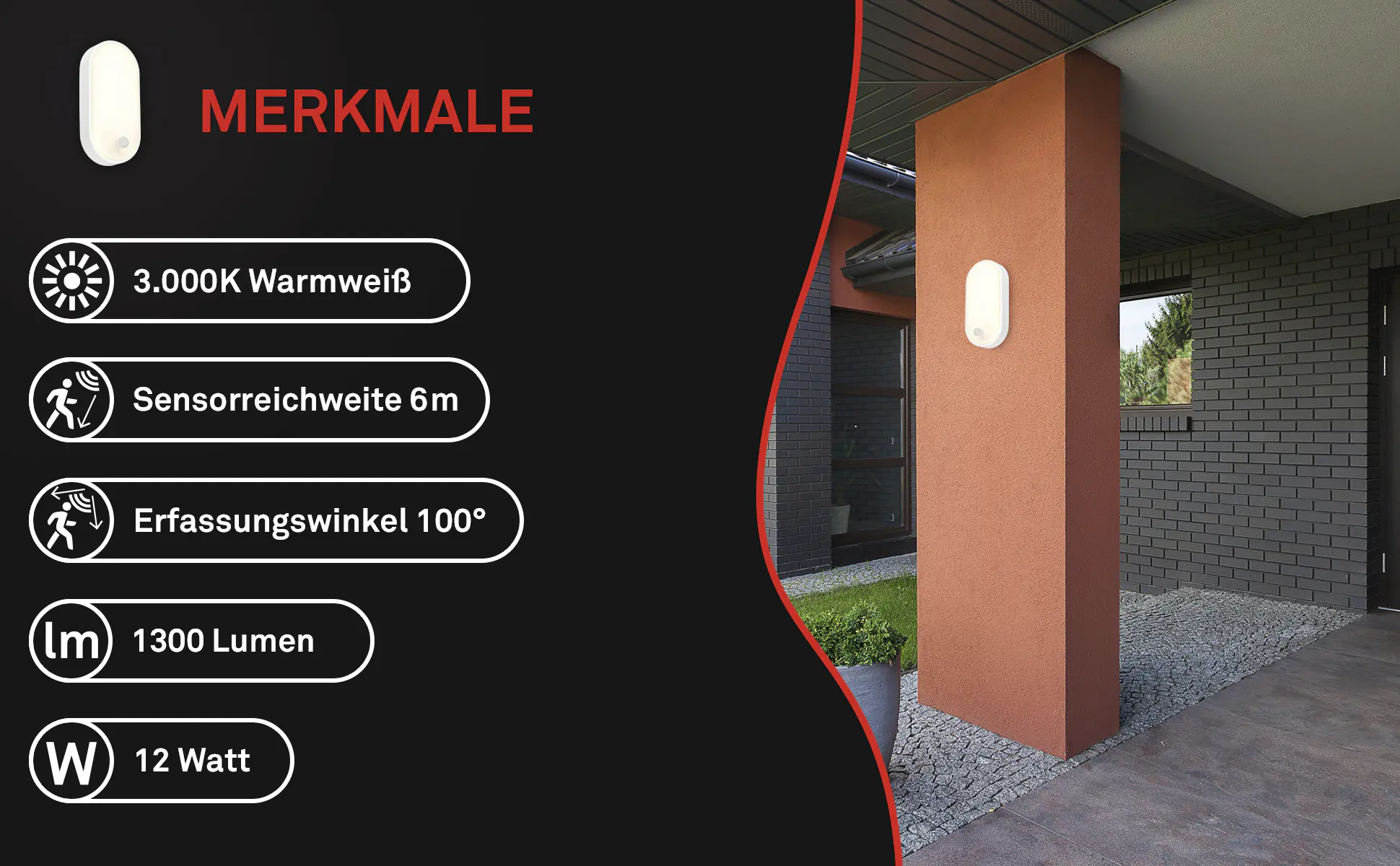 Briloner LED-Wandleuchte Ruch mit Bewegungsmelder 22 x 10,5 cm warmweiß weiß