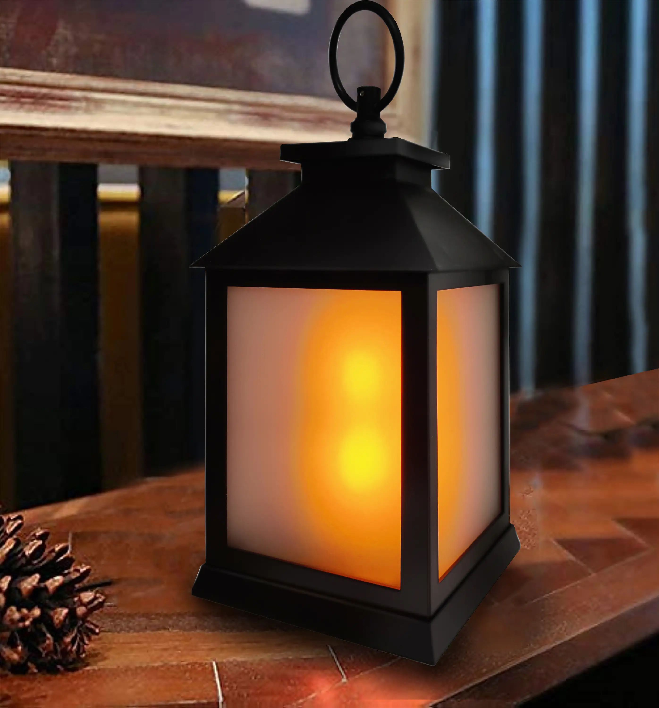 TrendLine LED Laterne schwarz 10,5 x 10,5 x 21 cm batteriebetrieben mit Timer