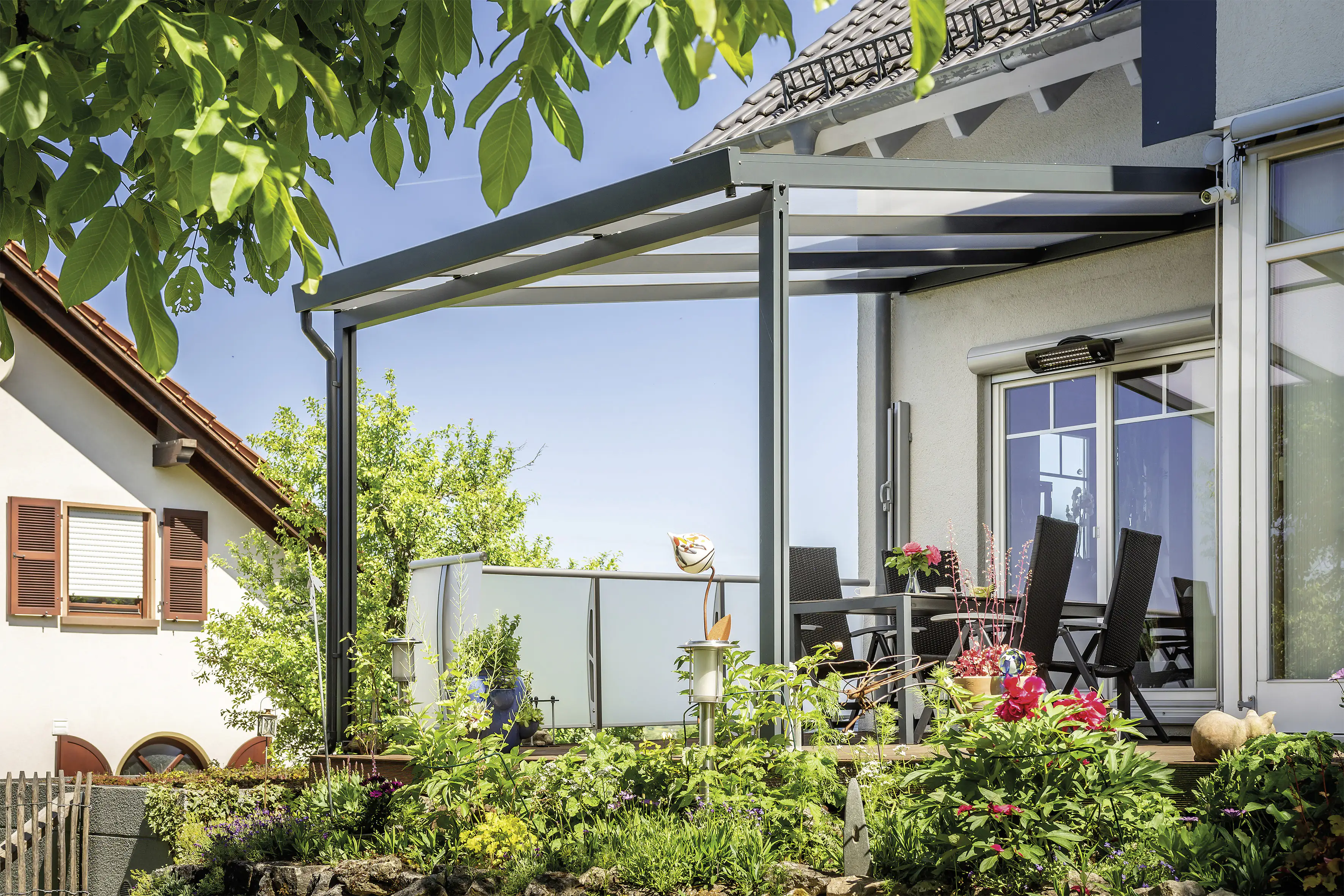 Gutta Premium Terrassendach 309,4 x 306 cm anthrazit Acryl klar 16 mm