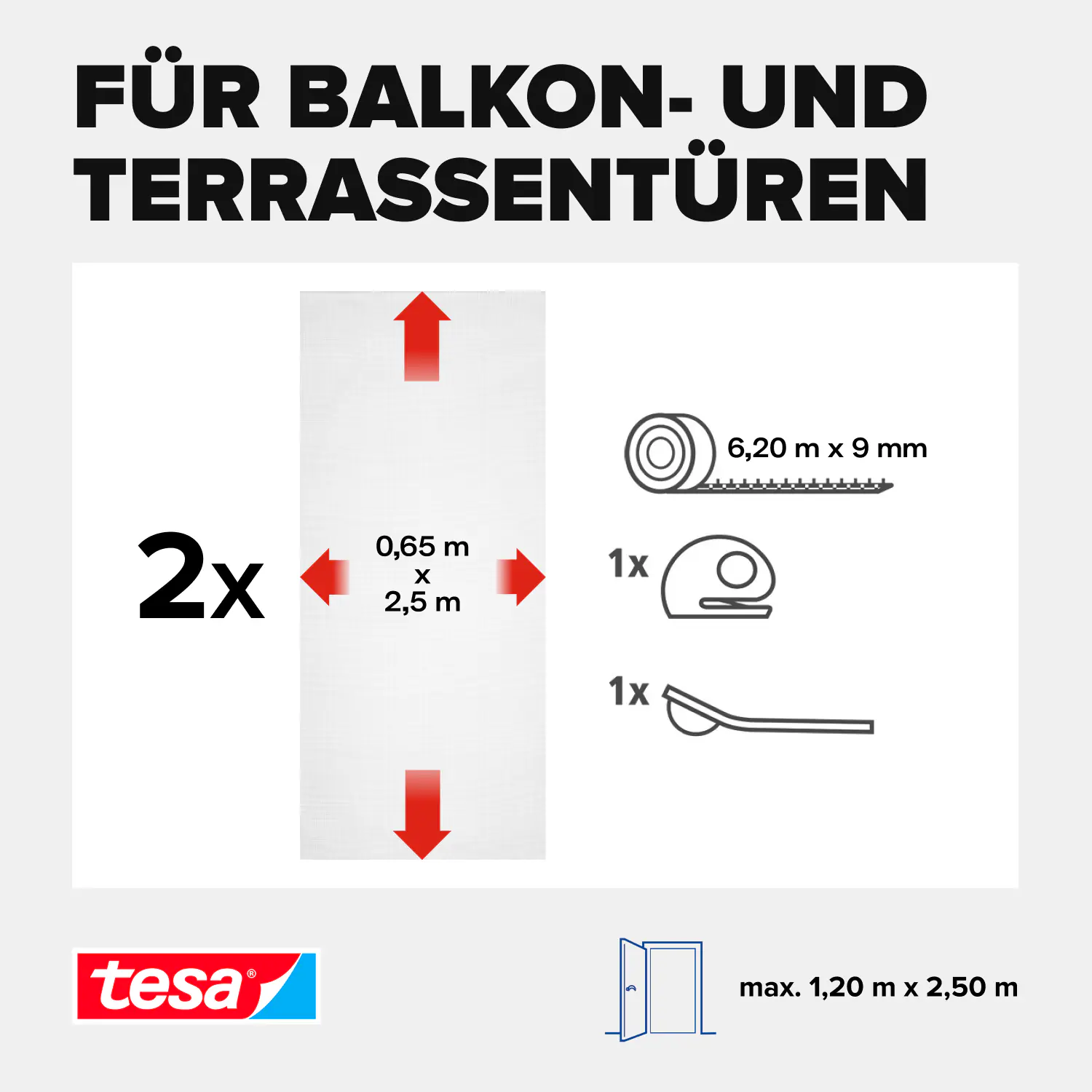 tesa Insektenschutz-Klettbandsystem 2 x (0,65 m x 2,5 m) weiß