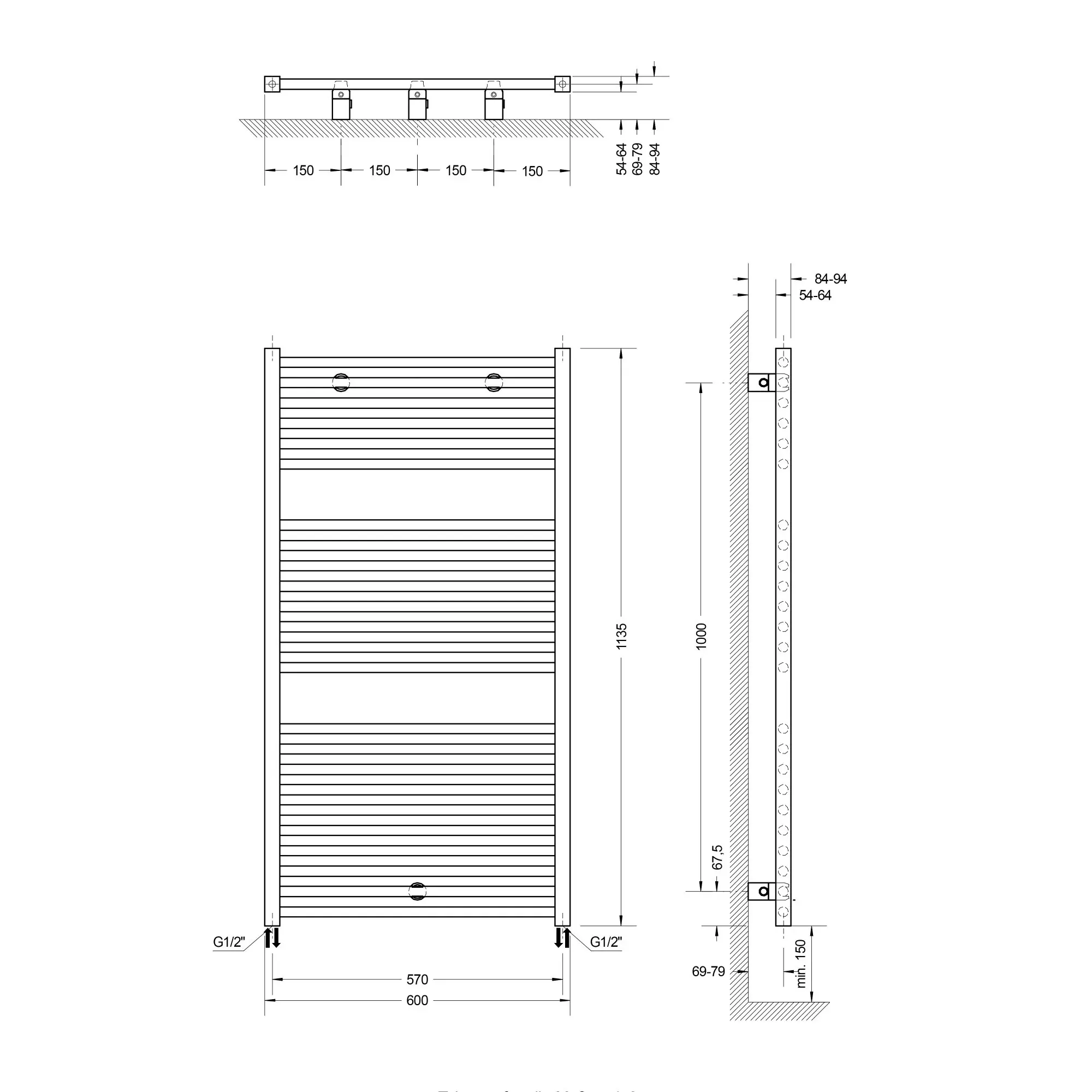 Schulte Design-Heizkörper Turbo 113,5 x 60 cm mattschwarz 600 W