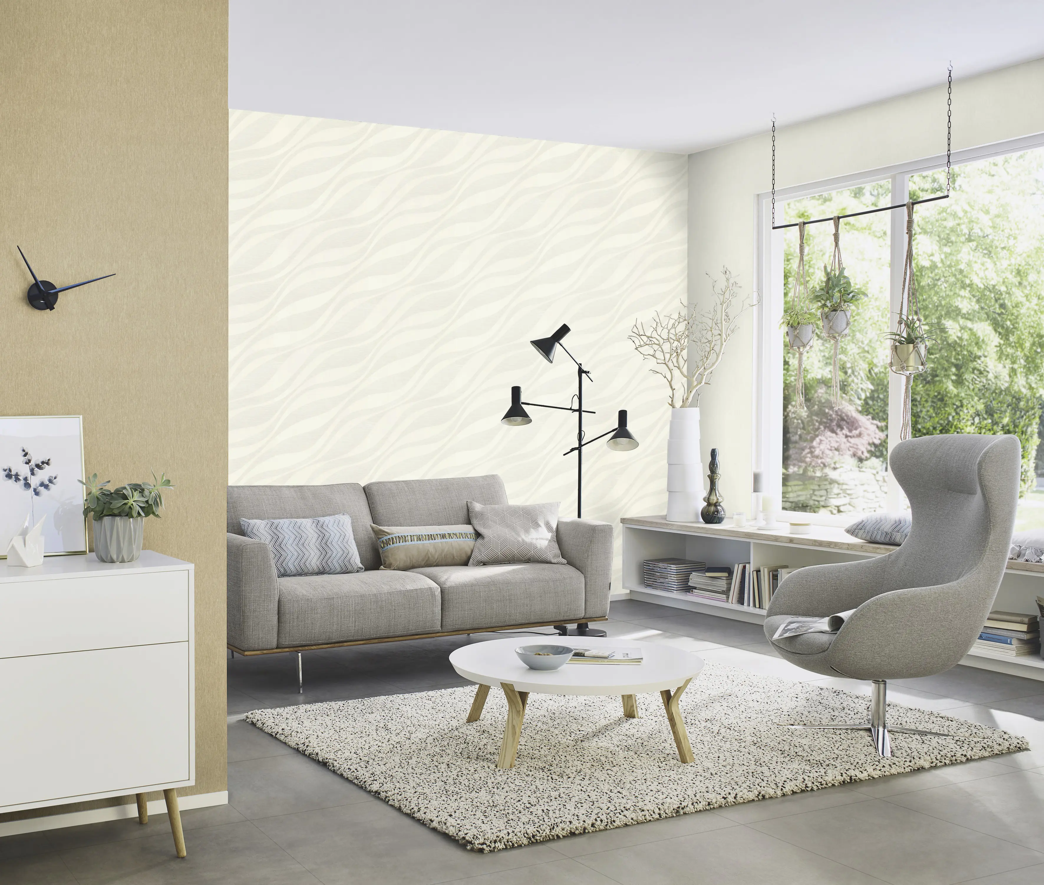 Rasch Vliestapete Muster Wellen creme 10,05 x 0,53 m