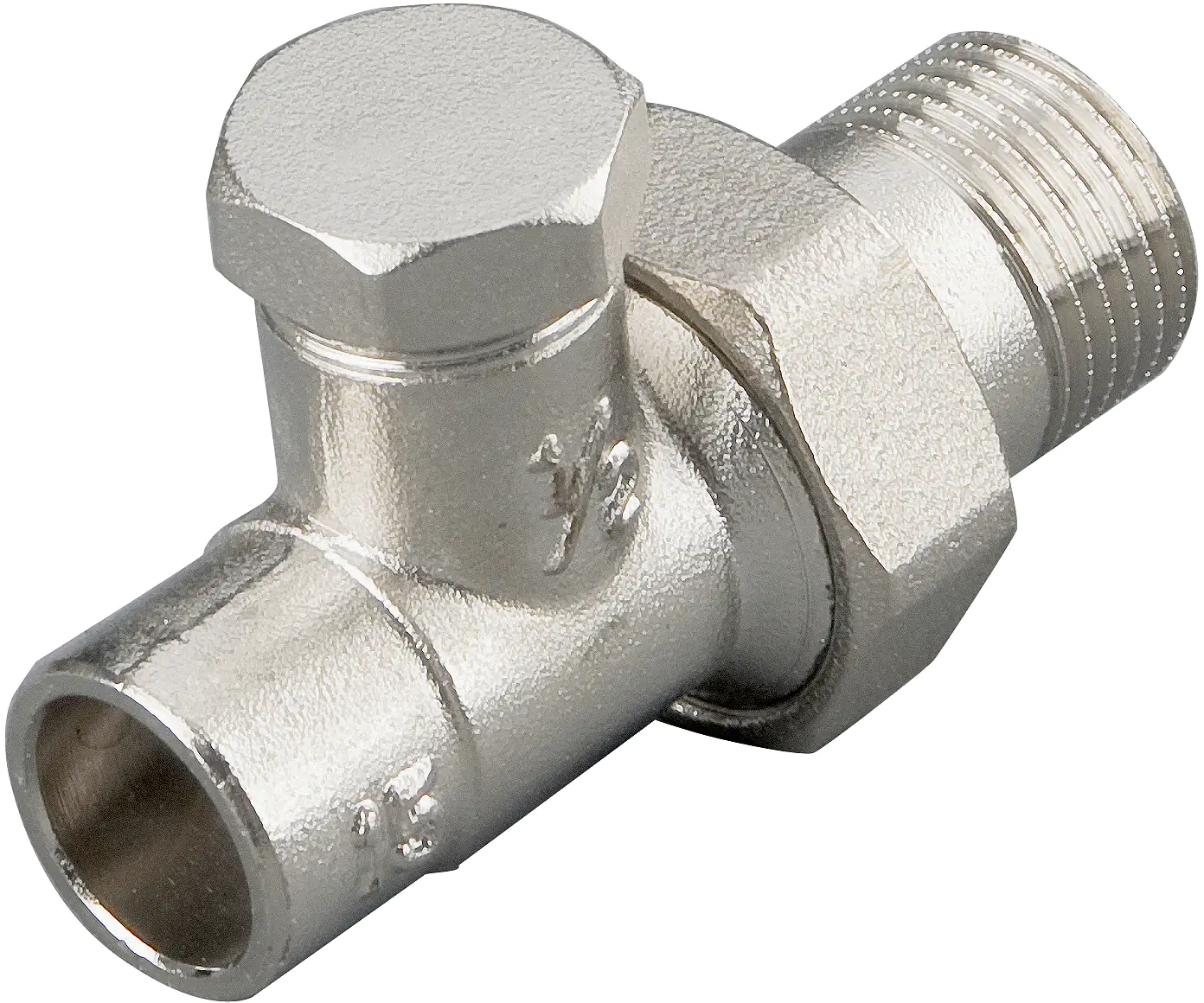 Cornat sanicomfort Heizkörperverschraubung 15 mm x 1/2", Durchgang, vernickelt