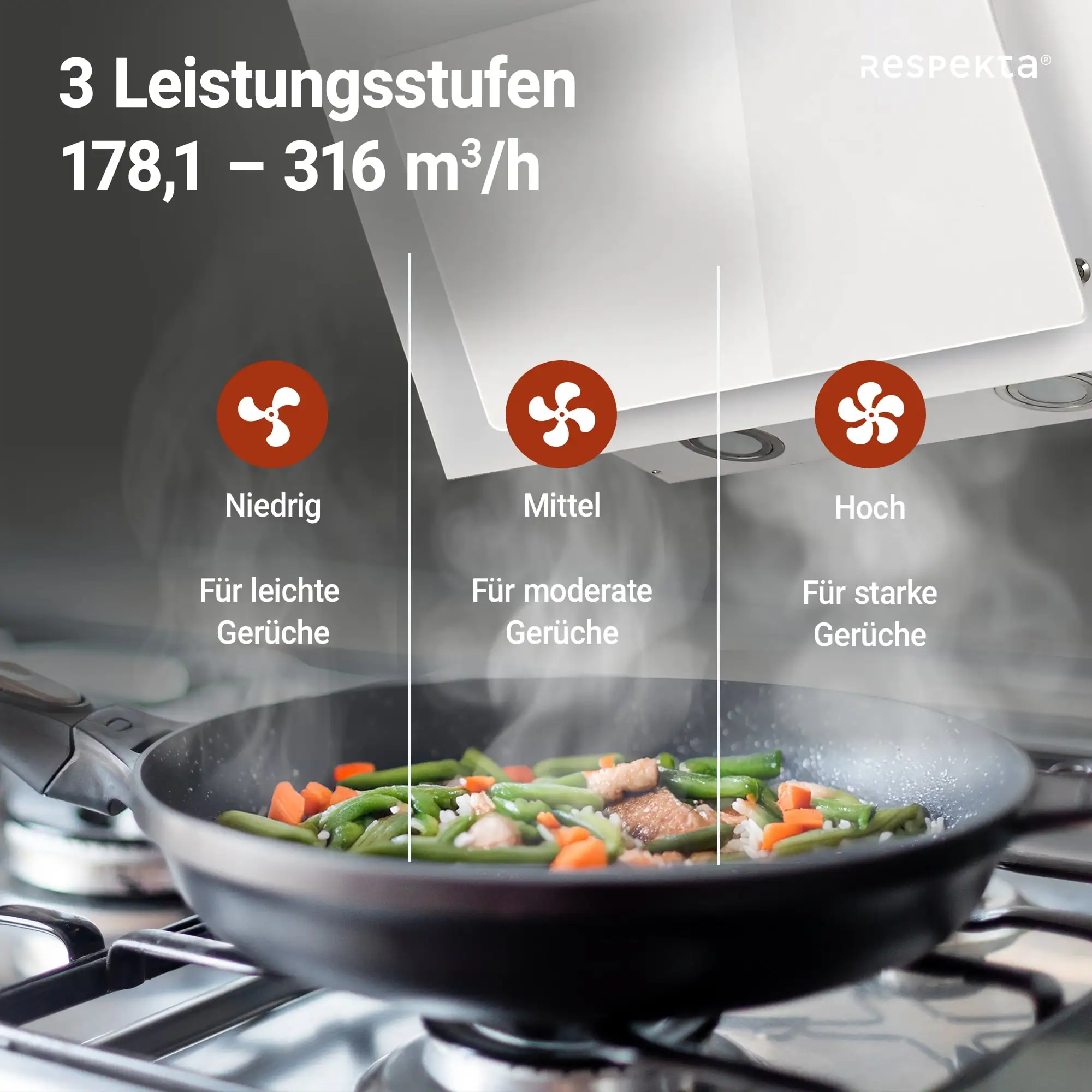 respekta kopffreie Schräghaube 60 cm weiß CH33060WB EEK: B 60 cm