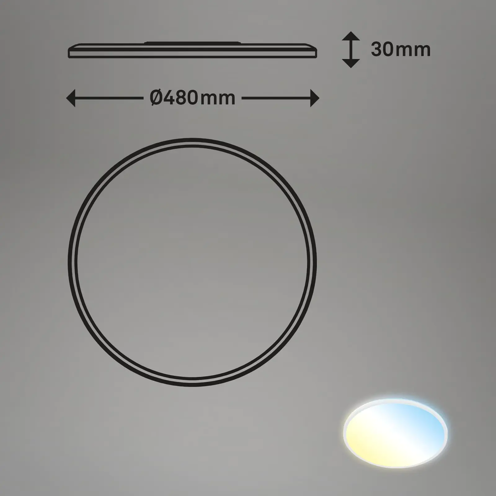 Briloner LED Panel Slim Ø 48 cm, weiß utraflach CCT