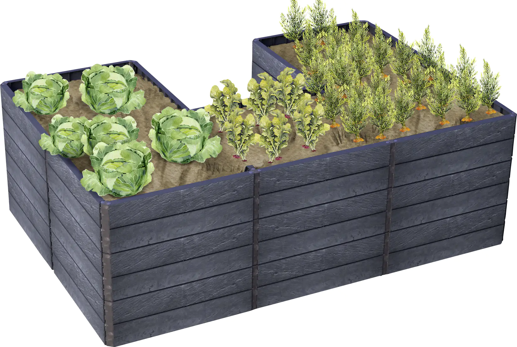 Garantia Hochbeet Ergo Quadro U L Stone