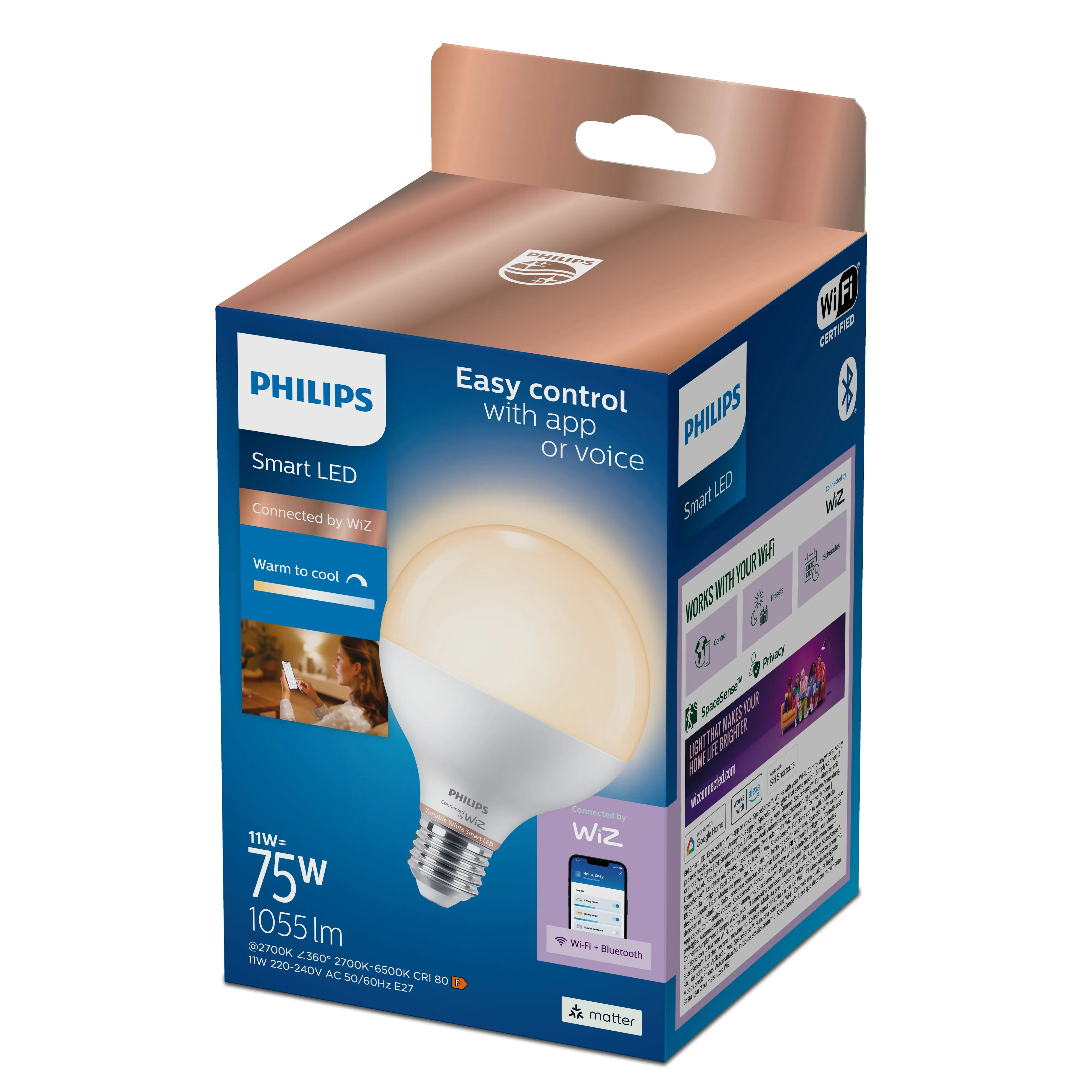 Philips LED Leuchtmittel E27 4,7W 1055lm 2700-6500K 