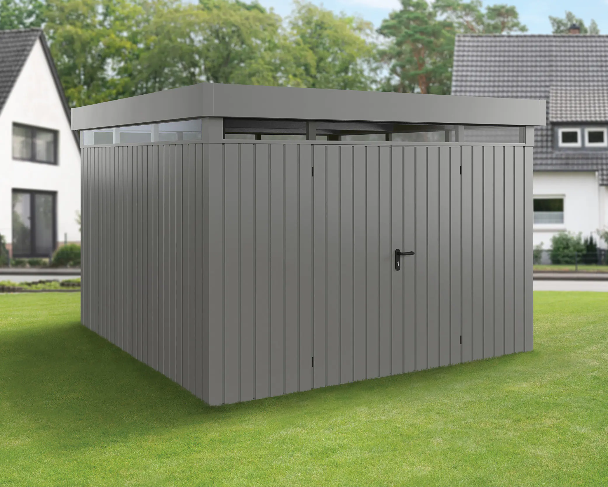 EcoStar Metallgerätehaus Euroline EFD14 LB graualuminium 310 x 310 cm 2-flg.