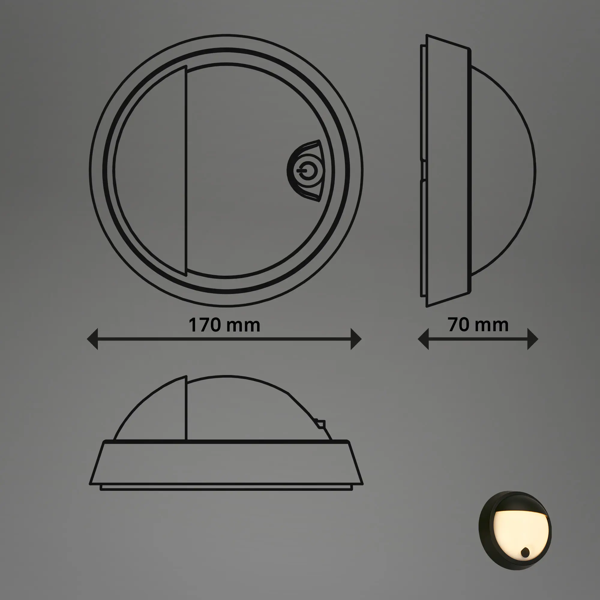 Briloner LED Akku-Außenwandleuchte Puni 4W schwarz Touch-Dimmer warmweiß