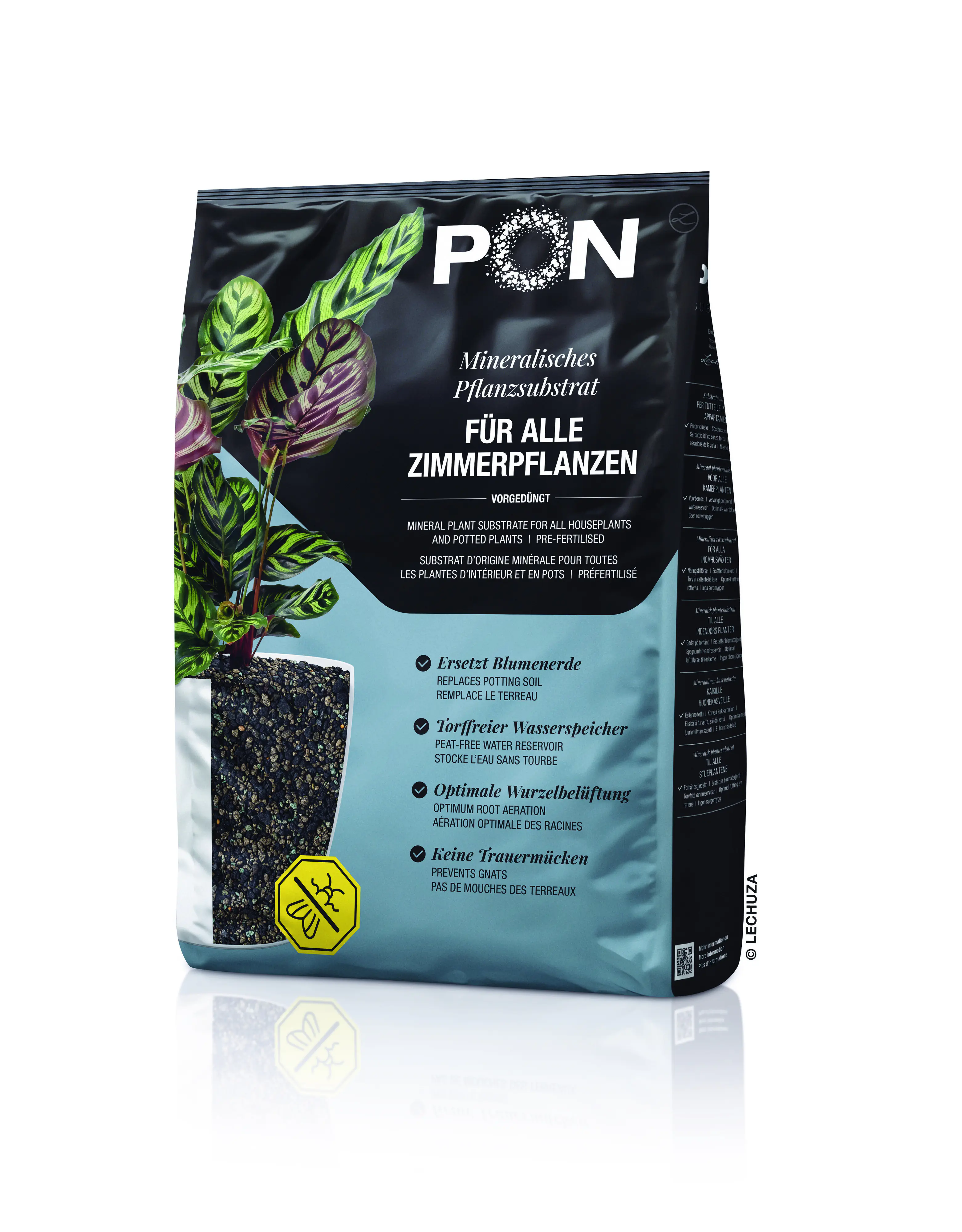 Lechuza Blackstonepon Pflanzsubstrat für Zimmerpflanzen 6 L
