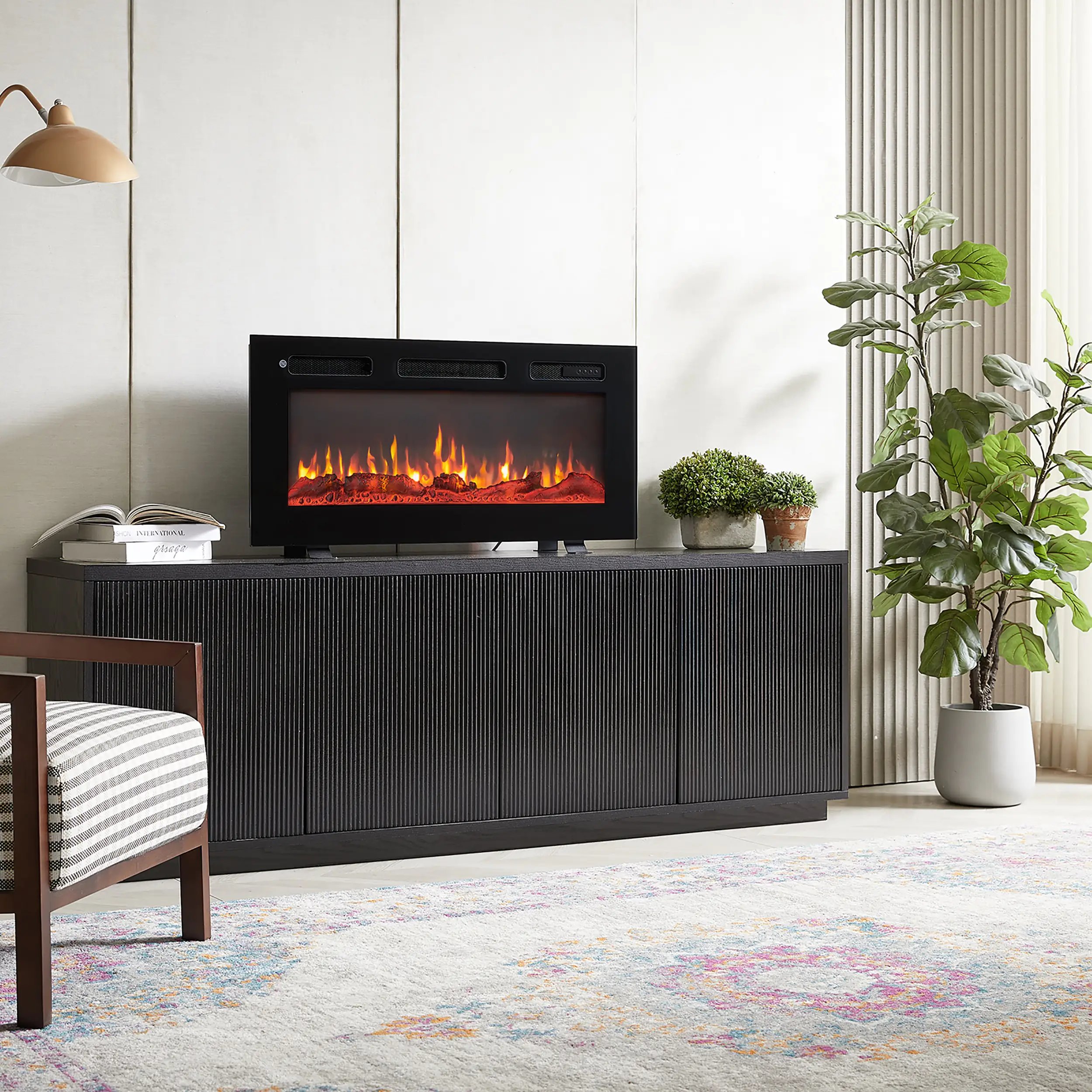 BALDERIA Elektrokamin schwarz Leif 36 1000/1800 Watt 43 x 92 cm