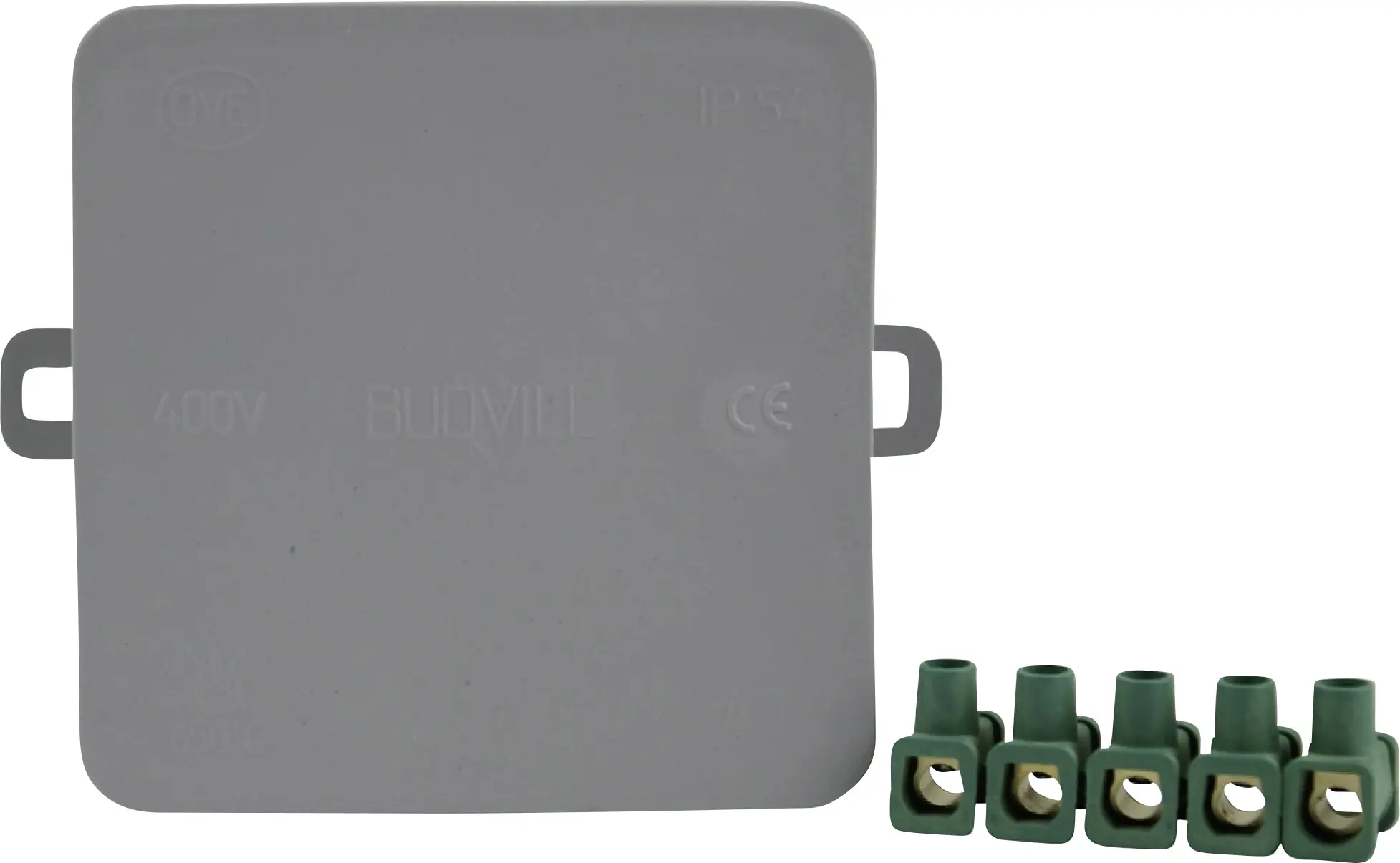 Abzweigkasten Aufputz, IP 54, mit Dosenklemme, 85 x 85 x 40 mm, grau
