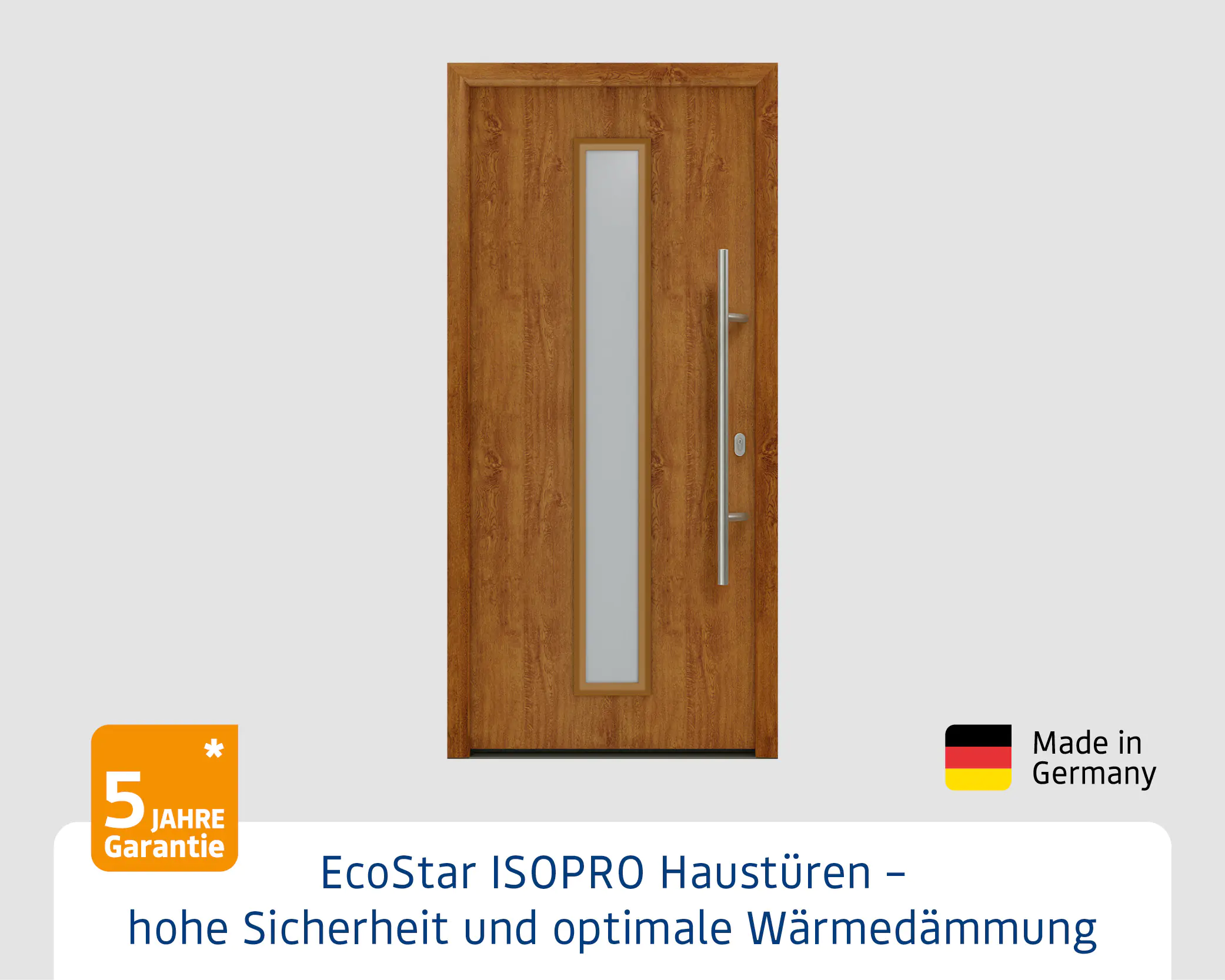 EcoStar Haustür ISOPRO IP 020S golden oak 110 x 210 cm
