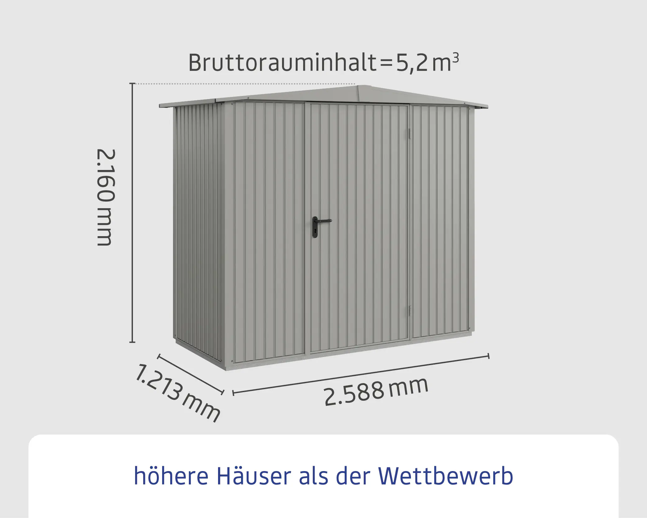 EcoStar Gerätehaus Trend-S Typ 1 258,8 x 121,3 x 216 cm graualuminium