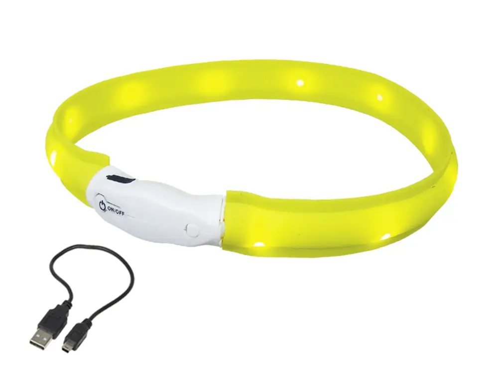 Nobby LED Leuchthalsband Visible breit gelb für Hunde mit längerem Fell